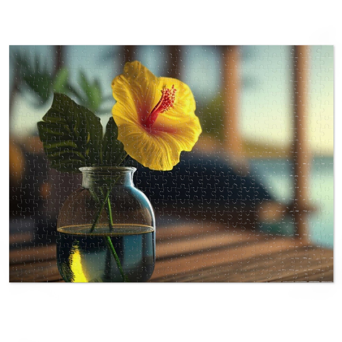 Jigsaw Puzzle (30, 110, 252, 500,1000-Piece) Yellow Hibiscus Wood 2
