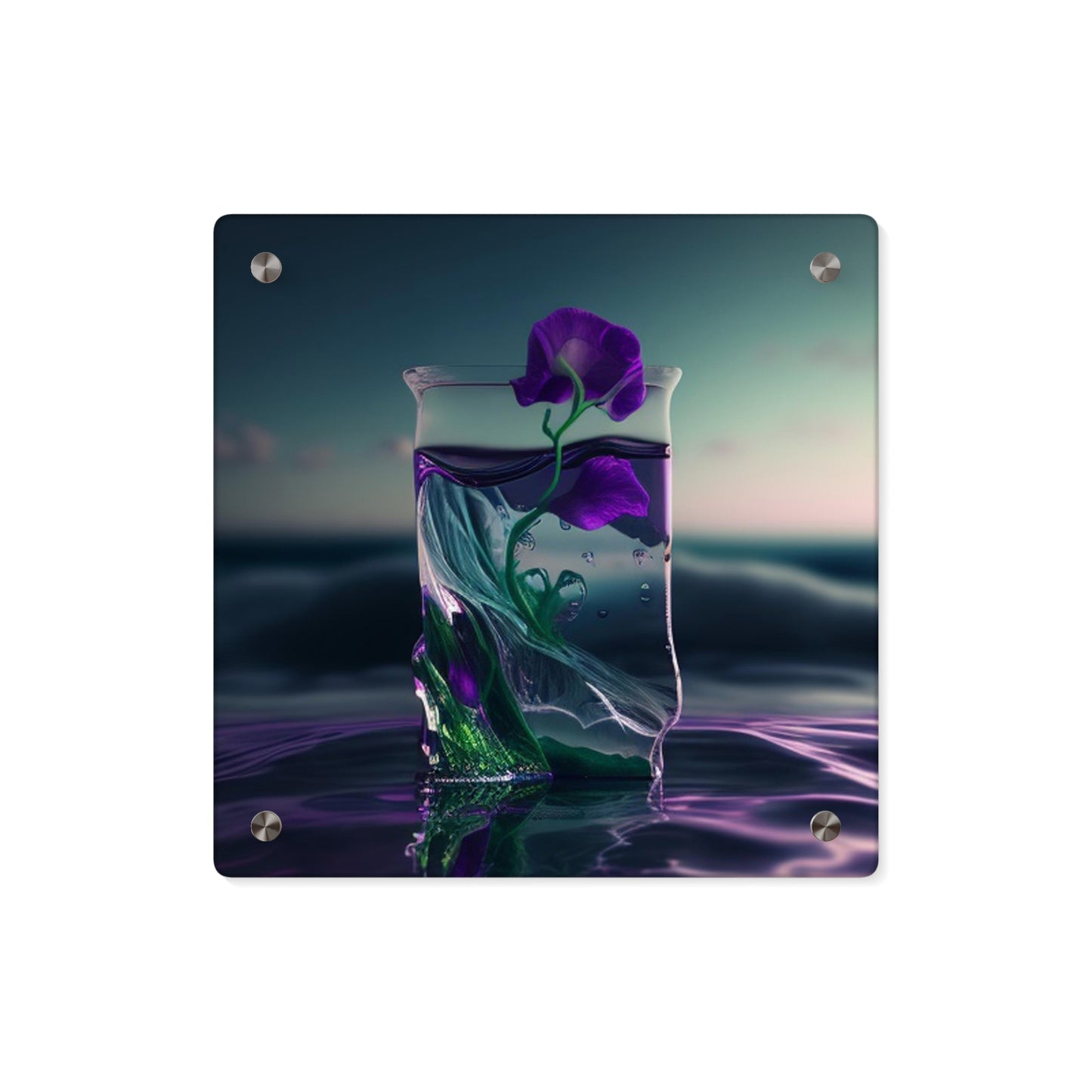 Acrylic Wall Art Panels Purple Sweet pea in a vase 3