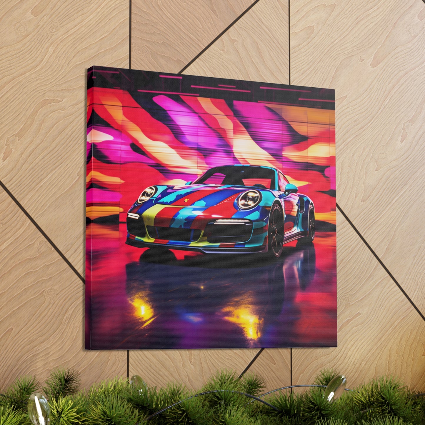 Canvas Gallery Wraps Macro American Flag Porsche 1