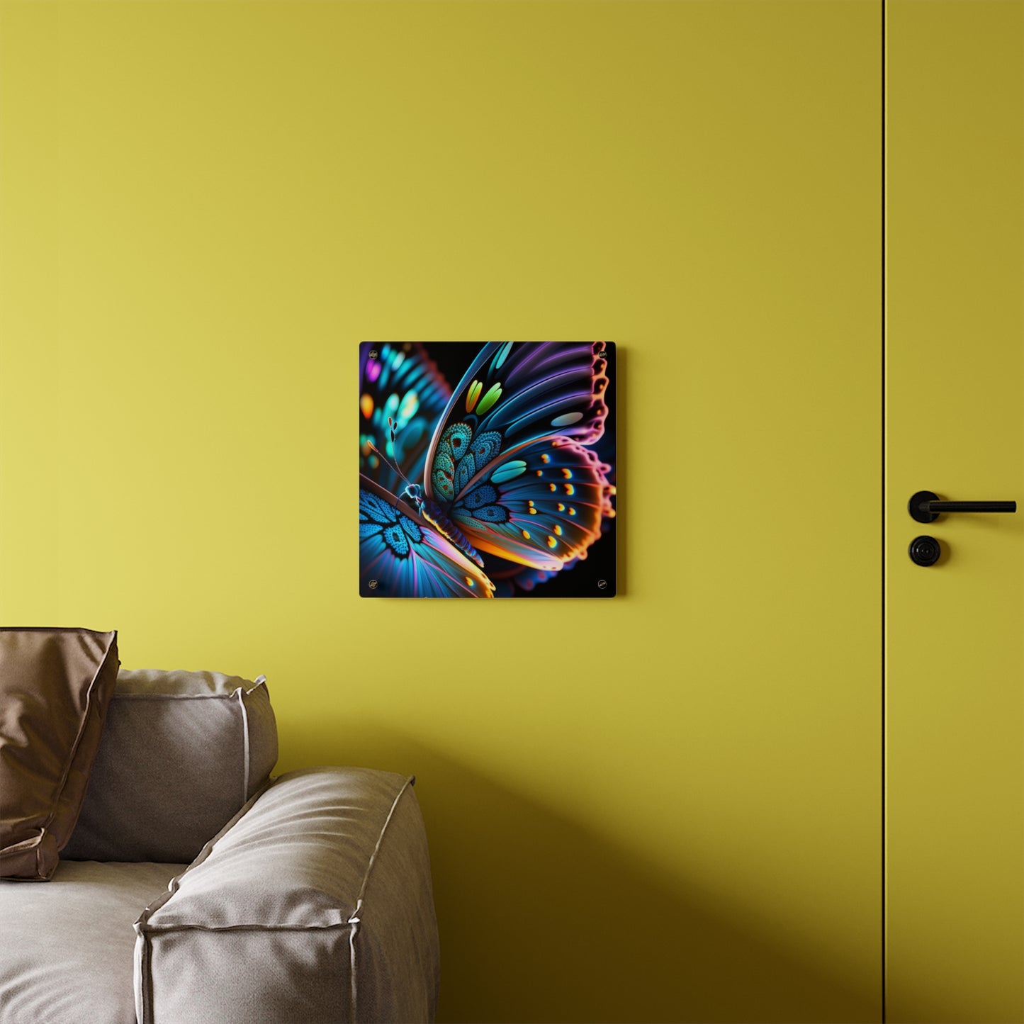 Acrylic Wall Art Panels Neon Butterfly Macro 2