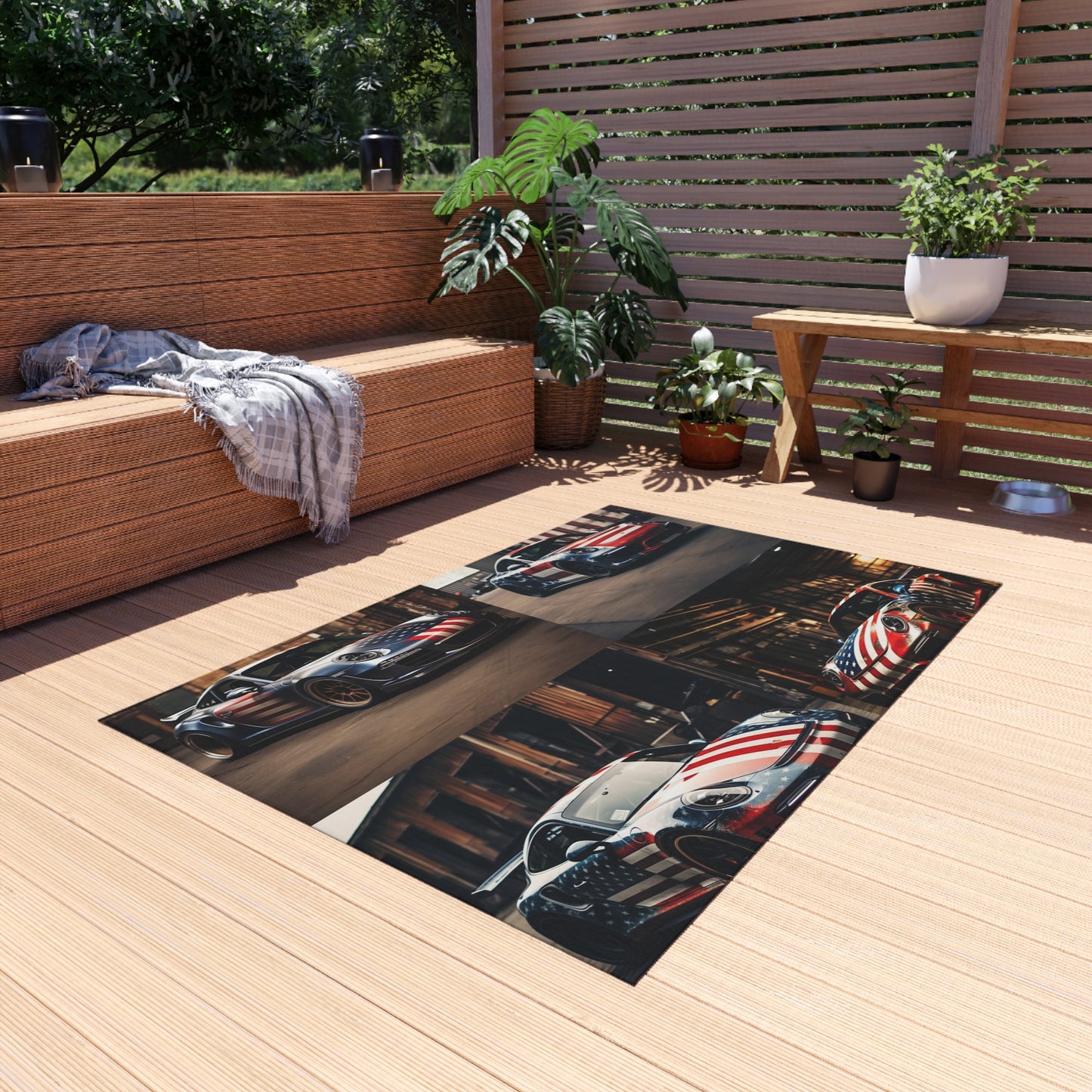 Outdoor Rug  American Flag Porsche 5