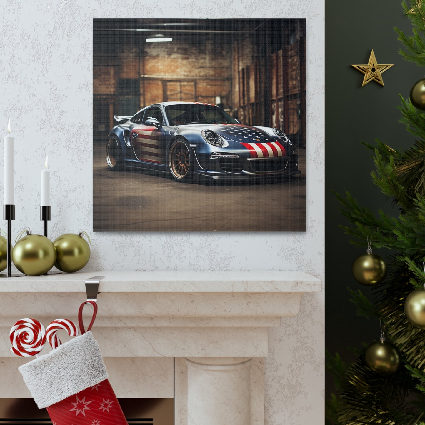 Canvas Gallery Wraps American Flag Porsche 1