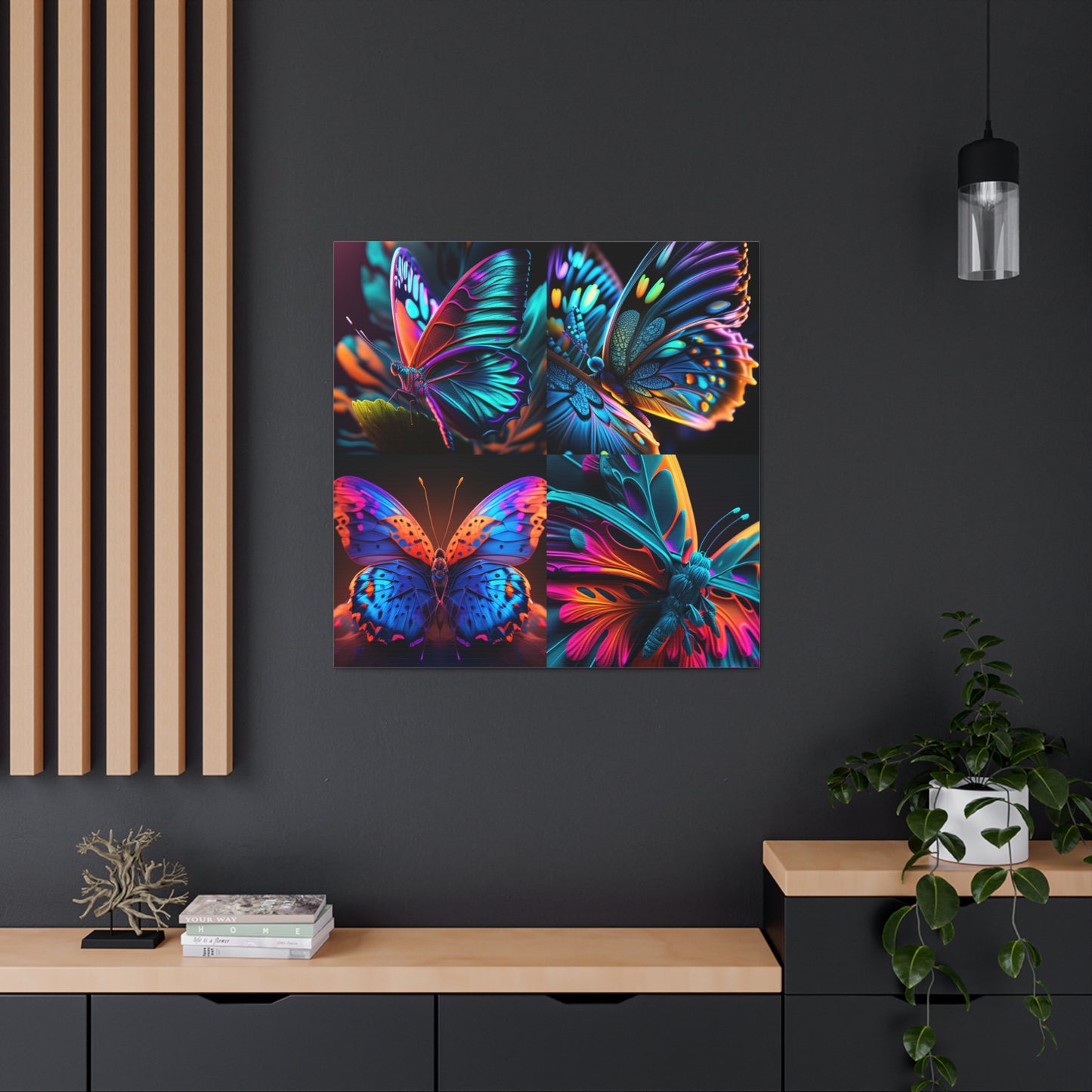 Canvas Gallery Wraps Neon Butterfly Macro 5
