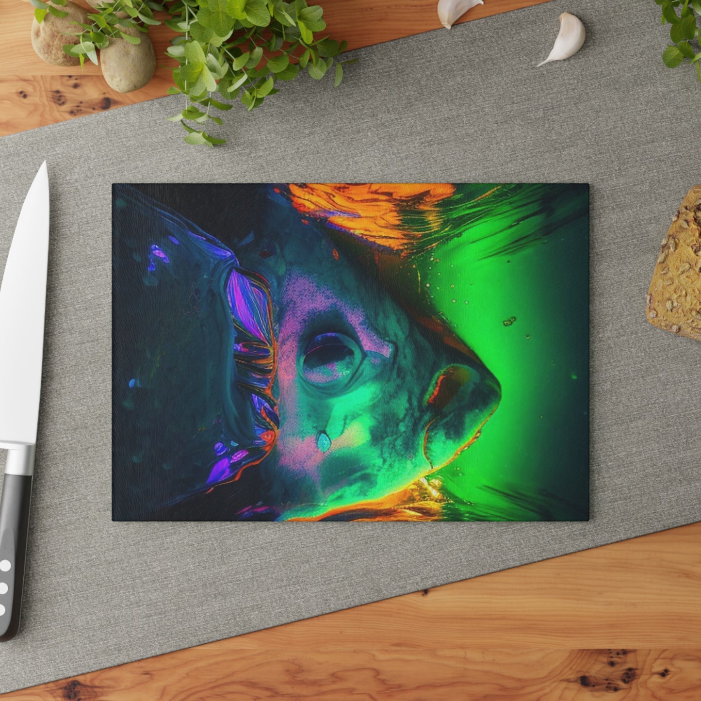 Glass Cutting Board Florescent Glow 1