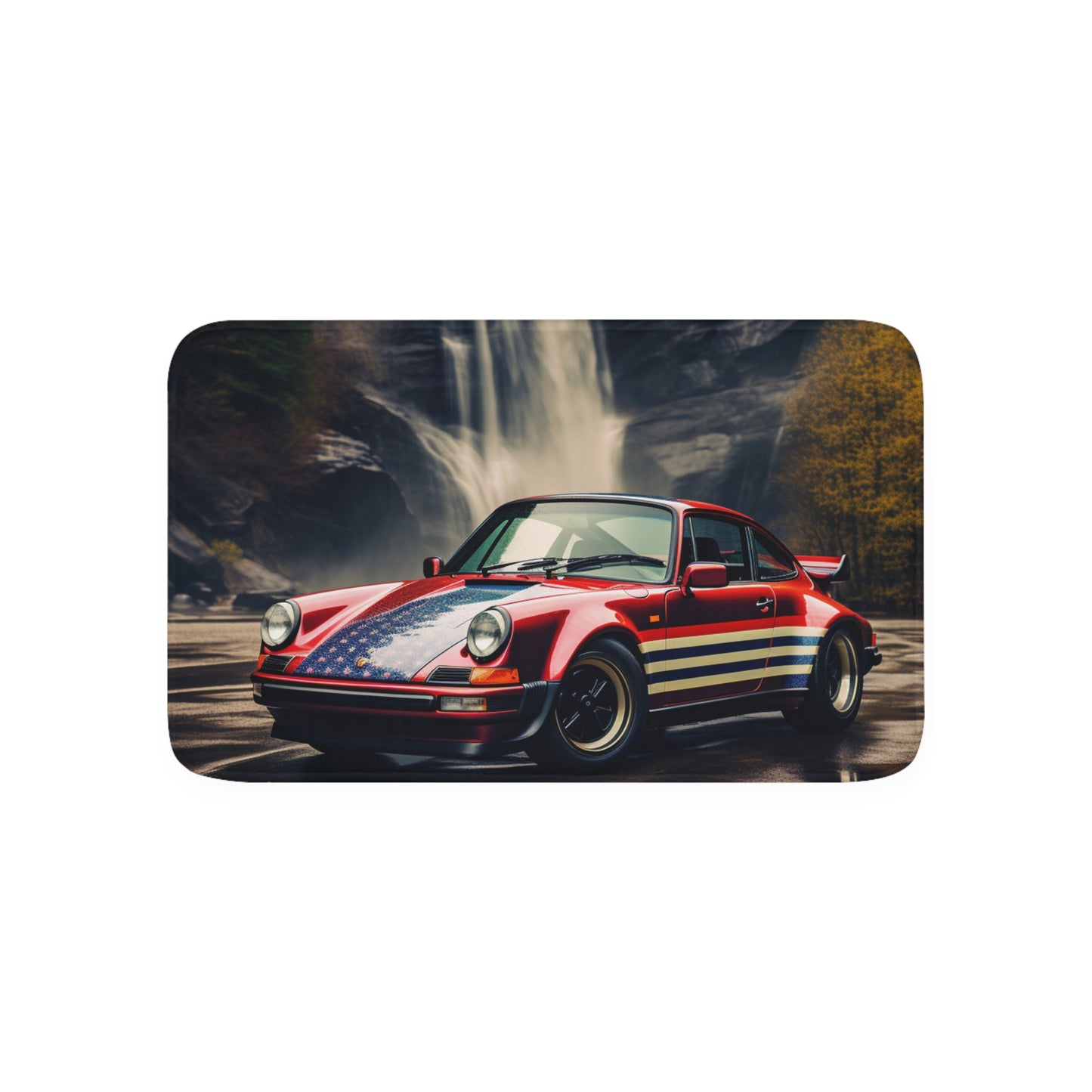 Memory Foam Bath Mat American Flag Porsche Abstract 1