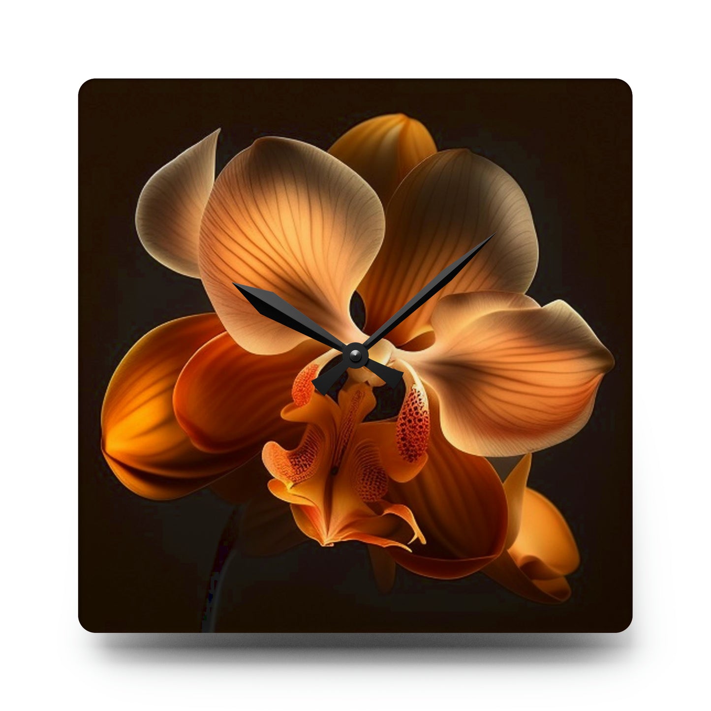 Acrylic Wall Clock Orange Orchid 2