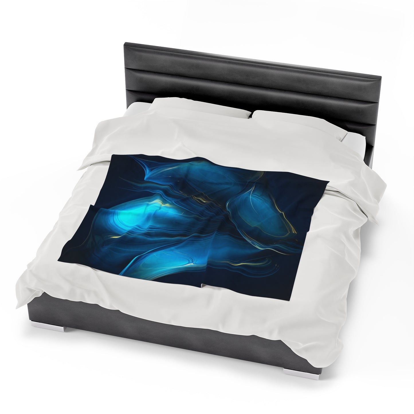 Velveteen Plush Blanket Abstract Blue Tulip 2