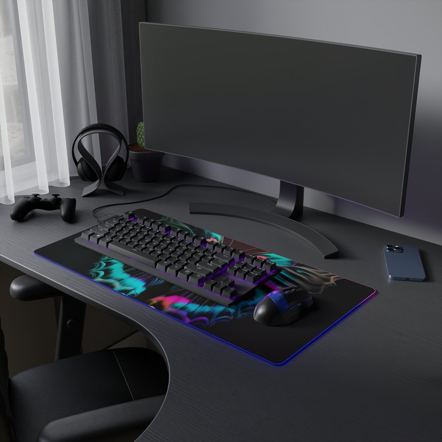 LED Gaming Mouse Pad Neon Butterfly Fusion 3