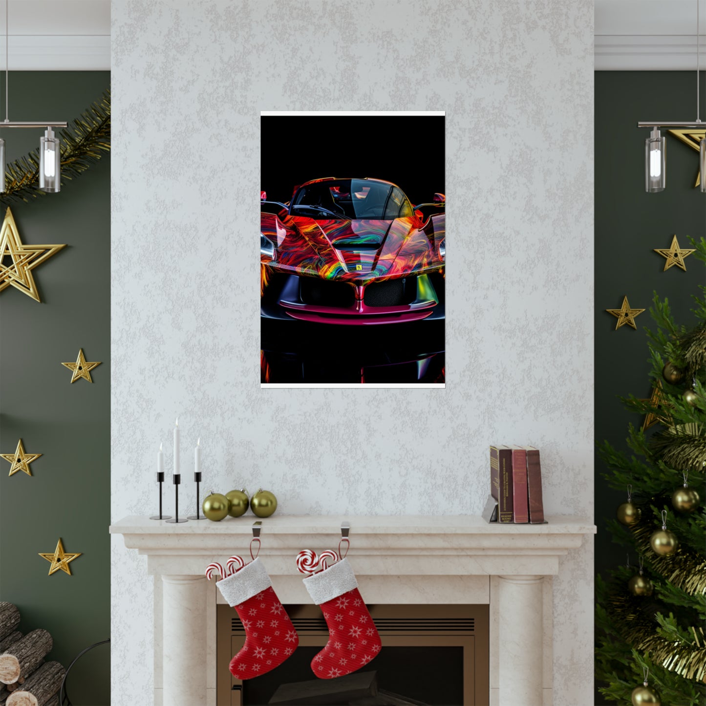 Premium Matte Vertical Posters Ferrari Neon 3