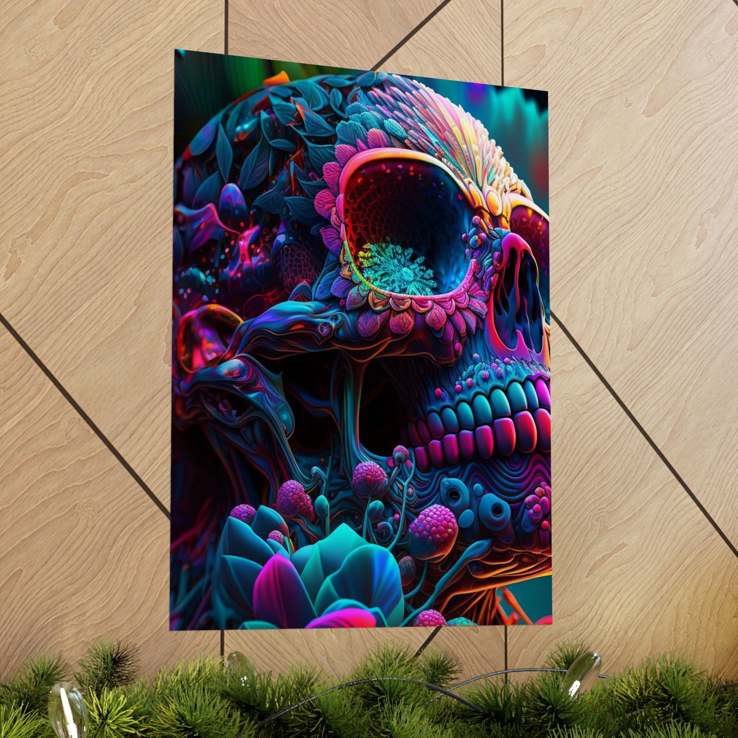 Premium Matte Vertical Posters Florescent Skull Death 3