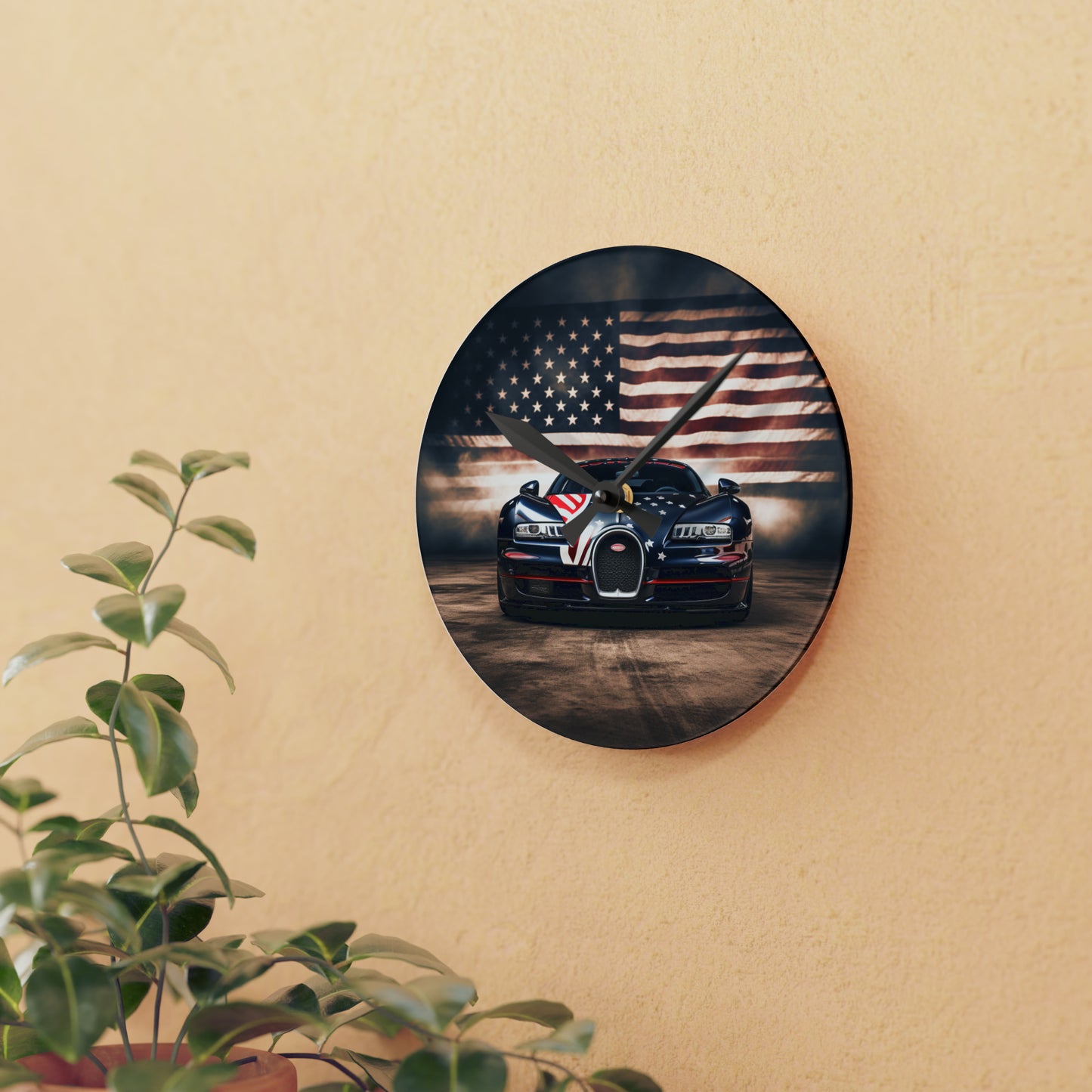 Acrylic Wall Clock Bugatti American Flag 2