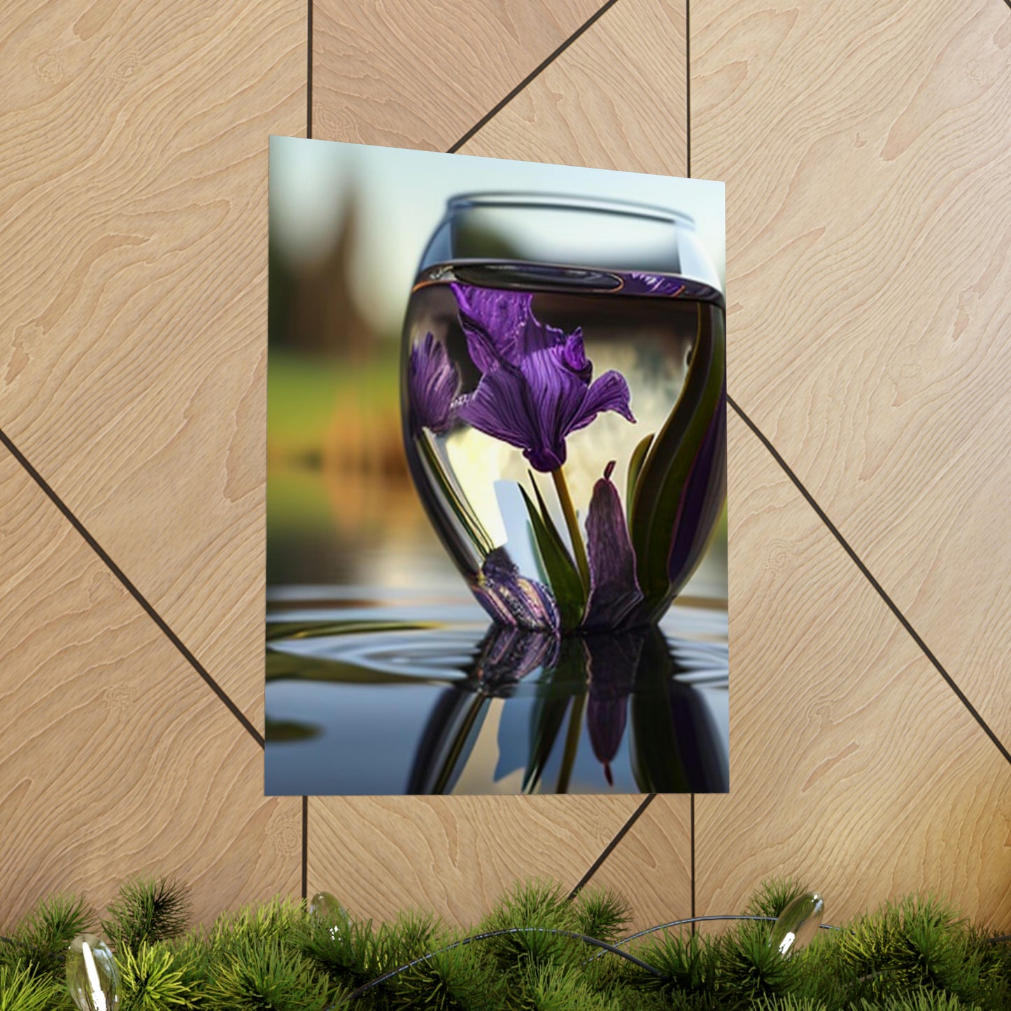 Premium Matte Vertical Posters Purple Iris in a vase 3