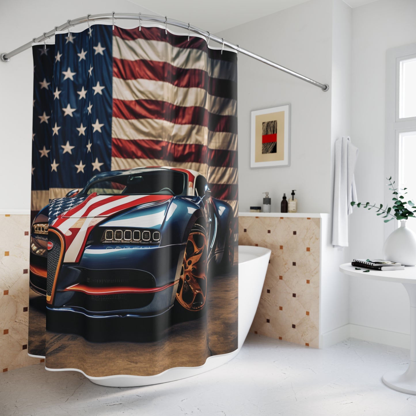 Polyester Shower Curtain Bugatti Flag American 4