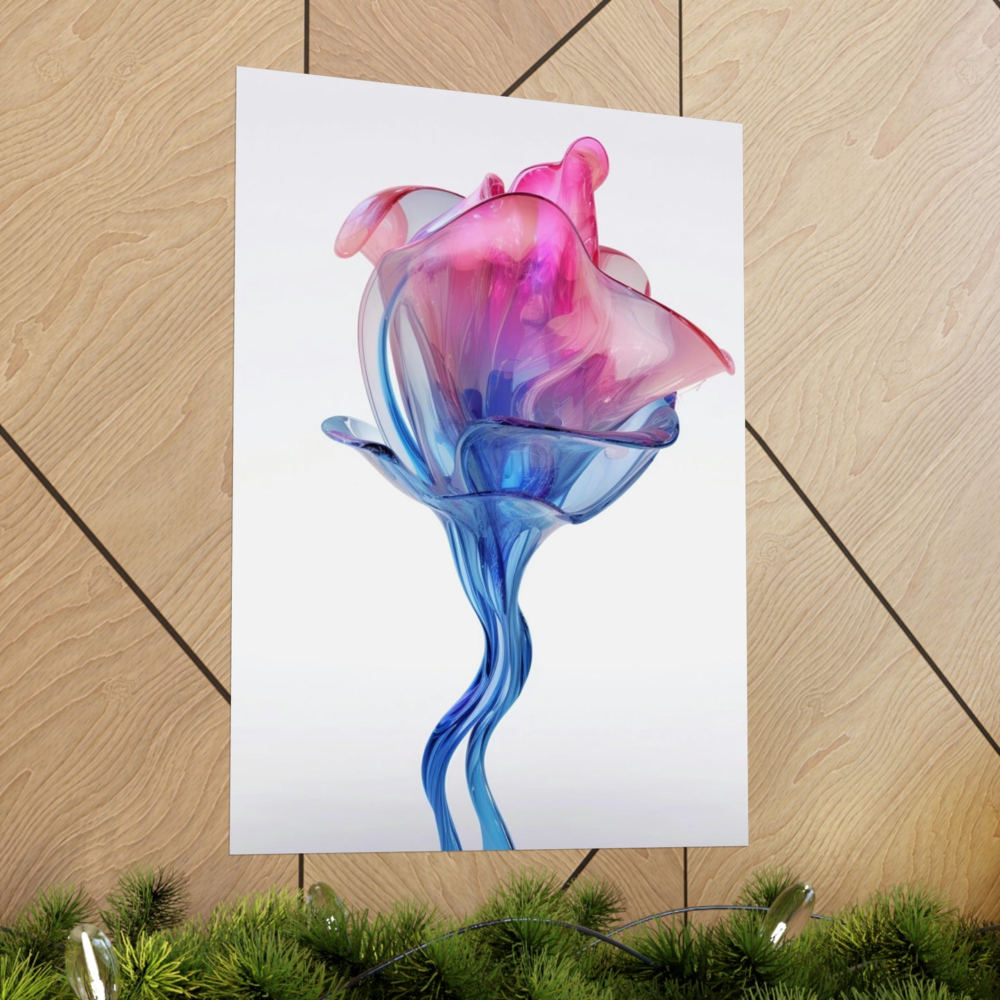 Premium Matte Vertical Posters Pink & Blue Tulip Rose 4