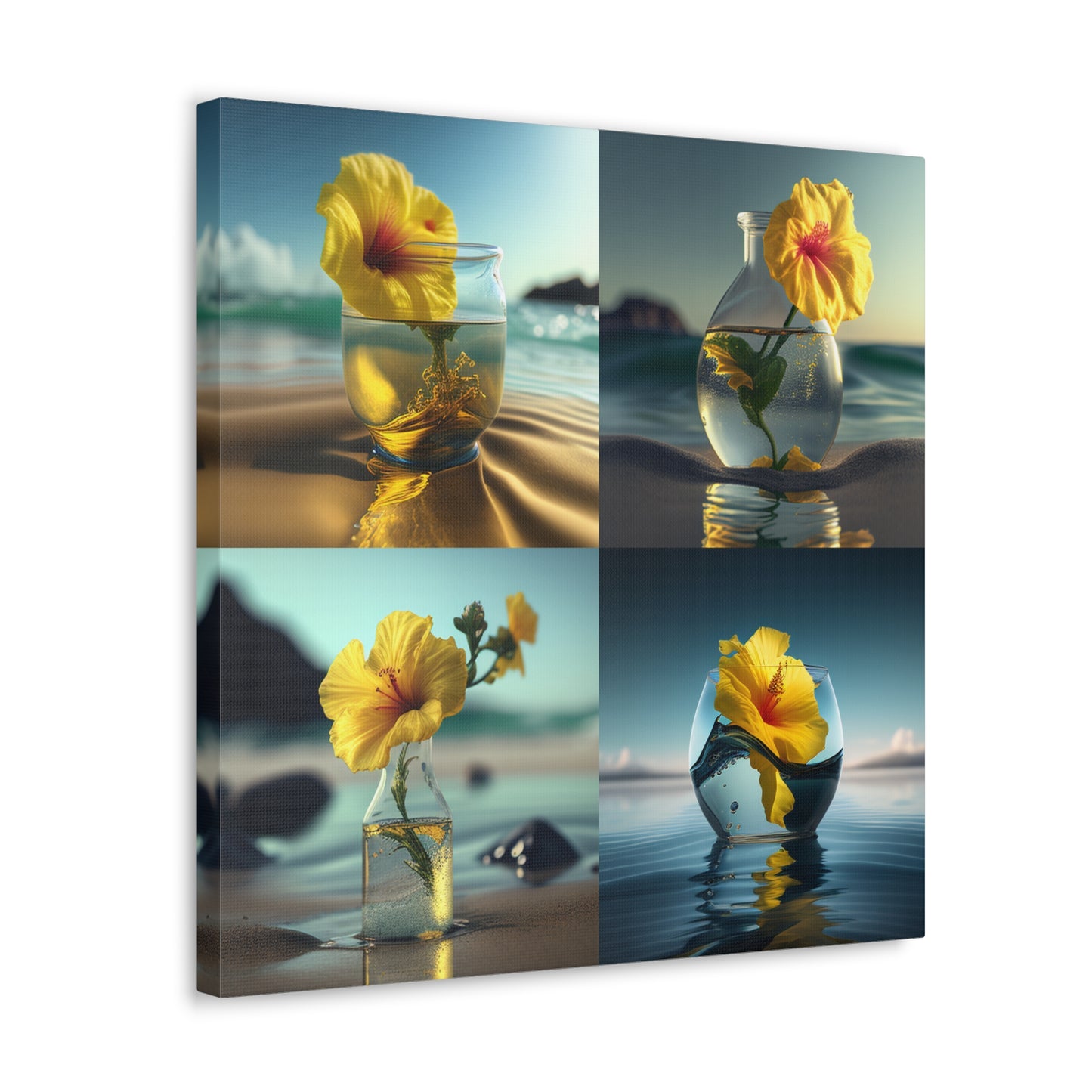 Canvas Gallery Wraps Yellow Hibiscus glass 5