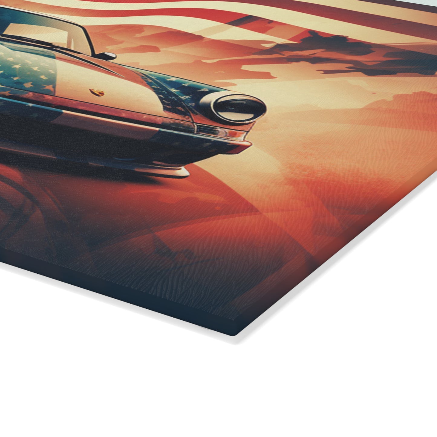 Glass Cutting Board Abstract American Flag Background Porsche 4