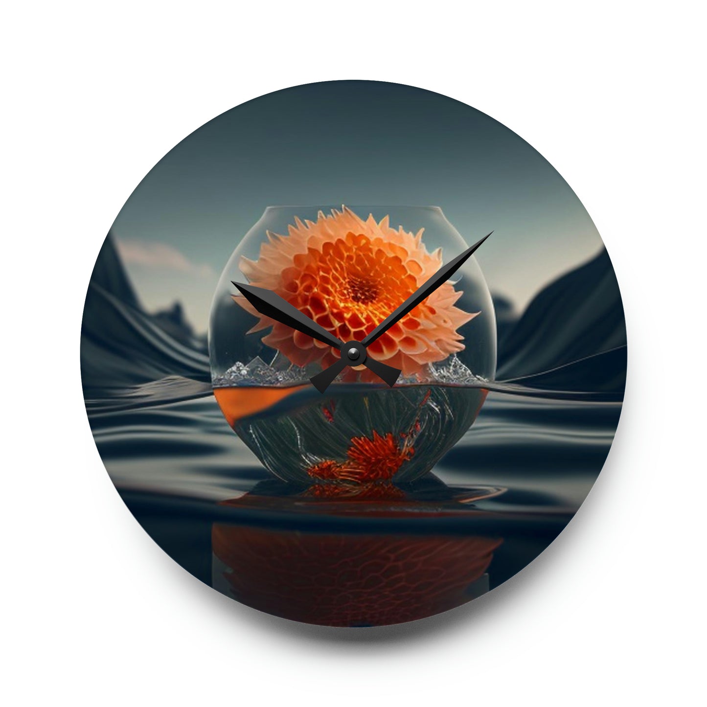 Acrylic Wall Clock Dahlia Orange 3