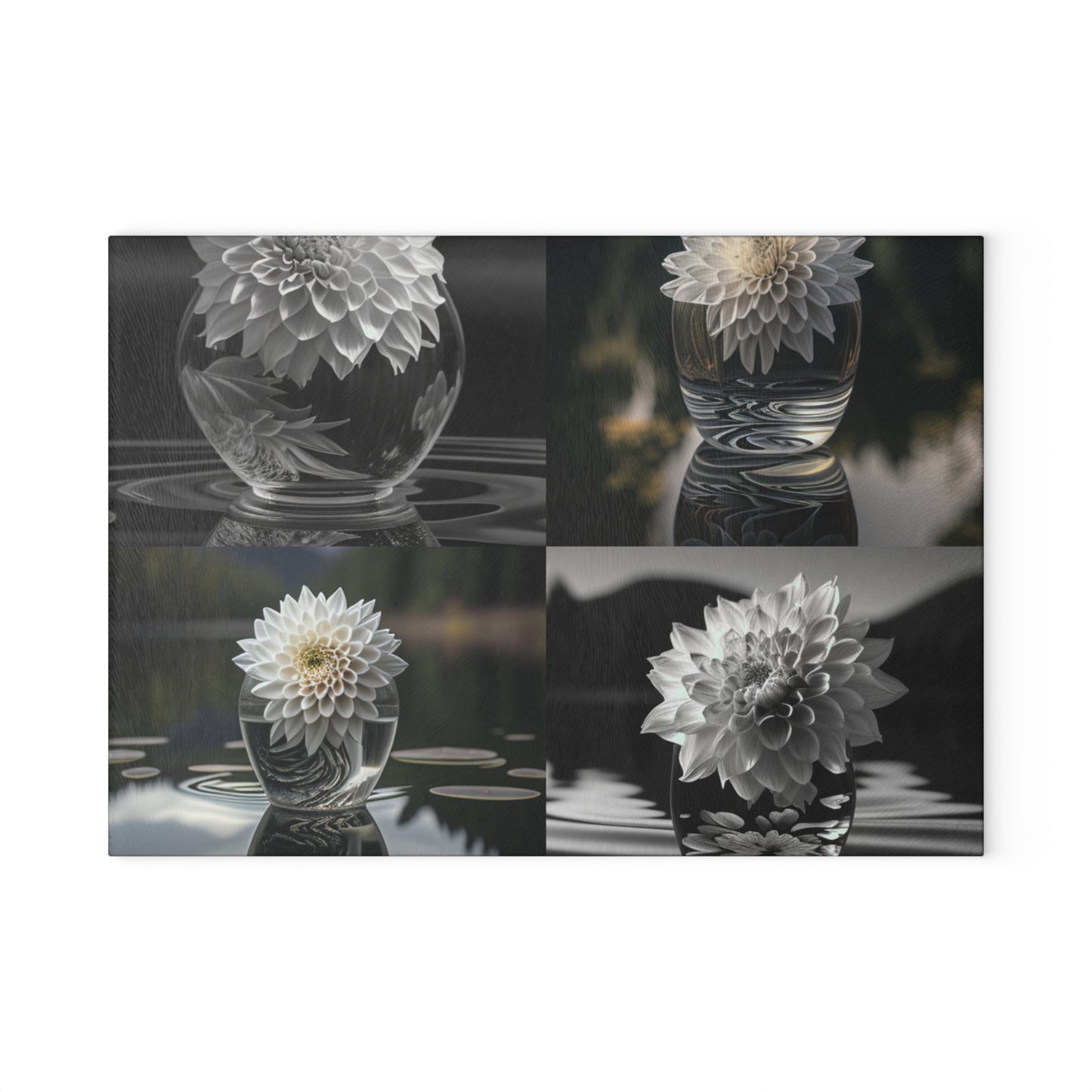 Glass Cutting Board White Dahlia 5