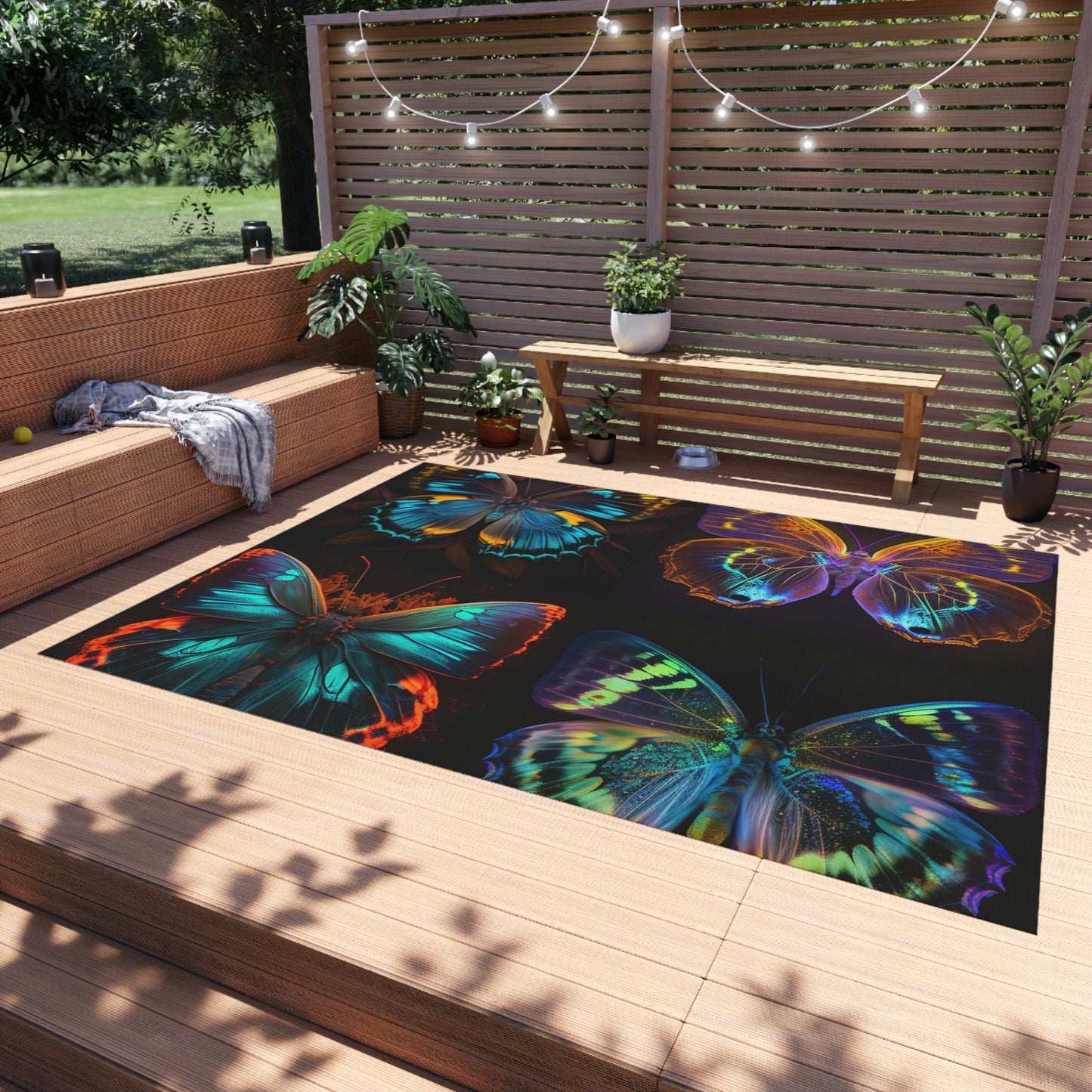 Outdoor Rug  Neon Butterfly Flair 5