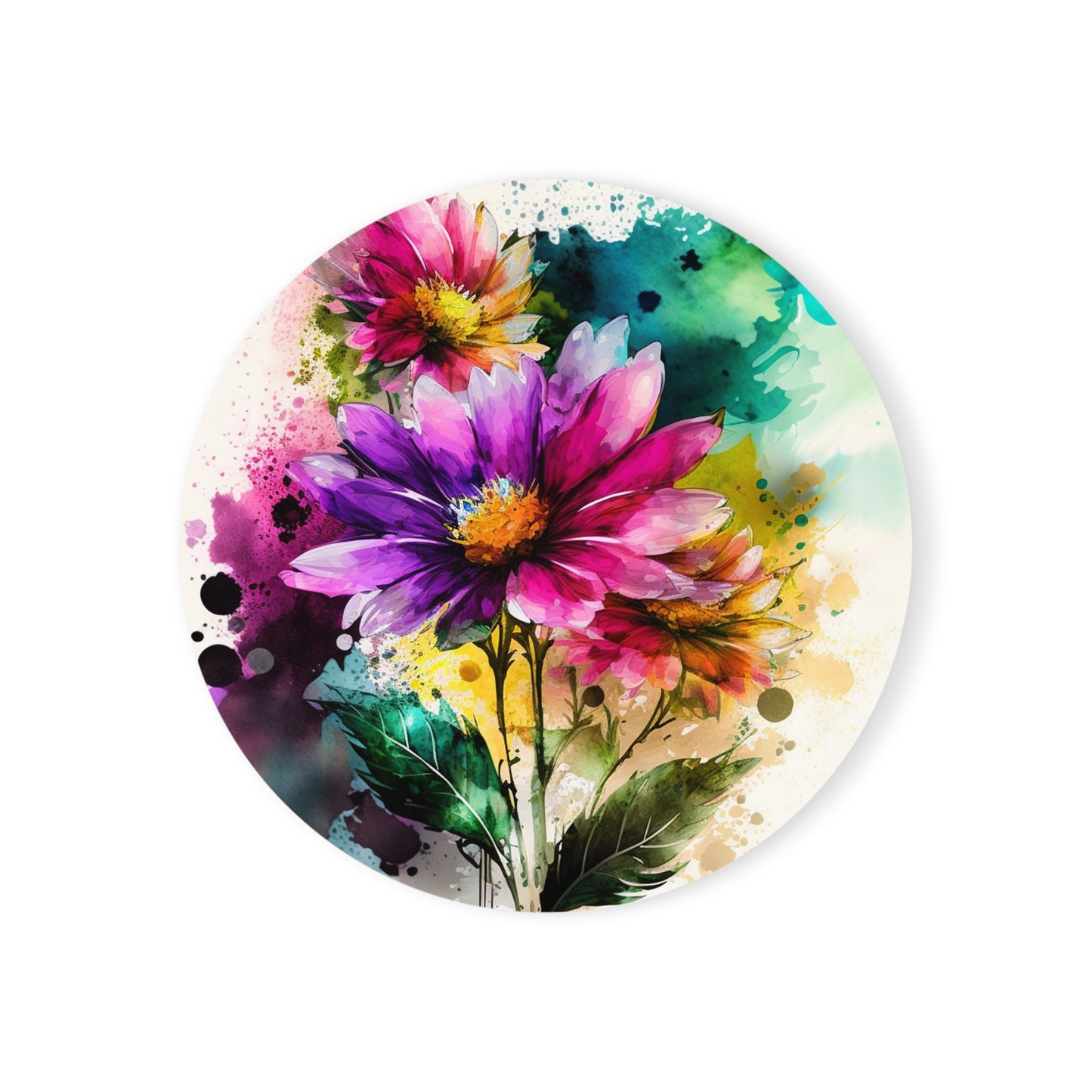 Cork Back Coaster Bright Spring Flowers 1