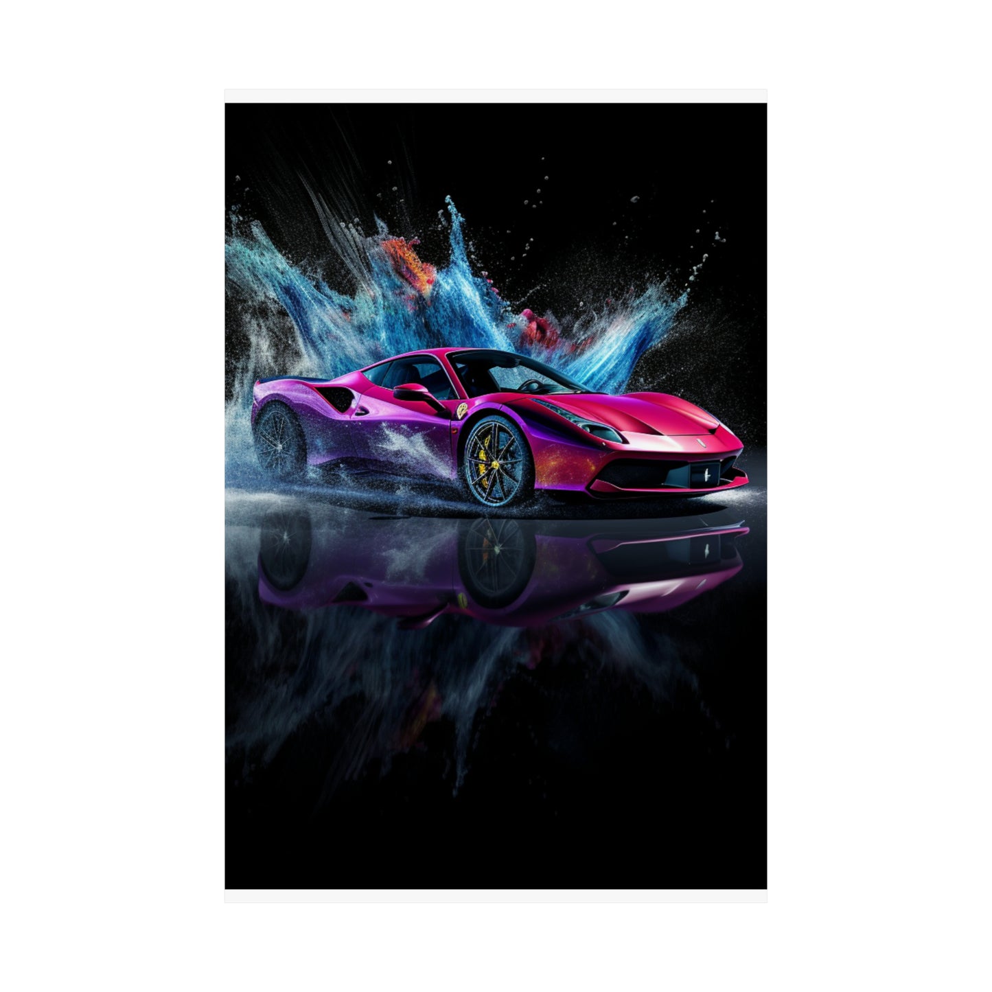 Premium Matte Vertical Posters Ferrari Water Splash 4