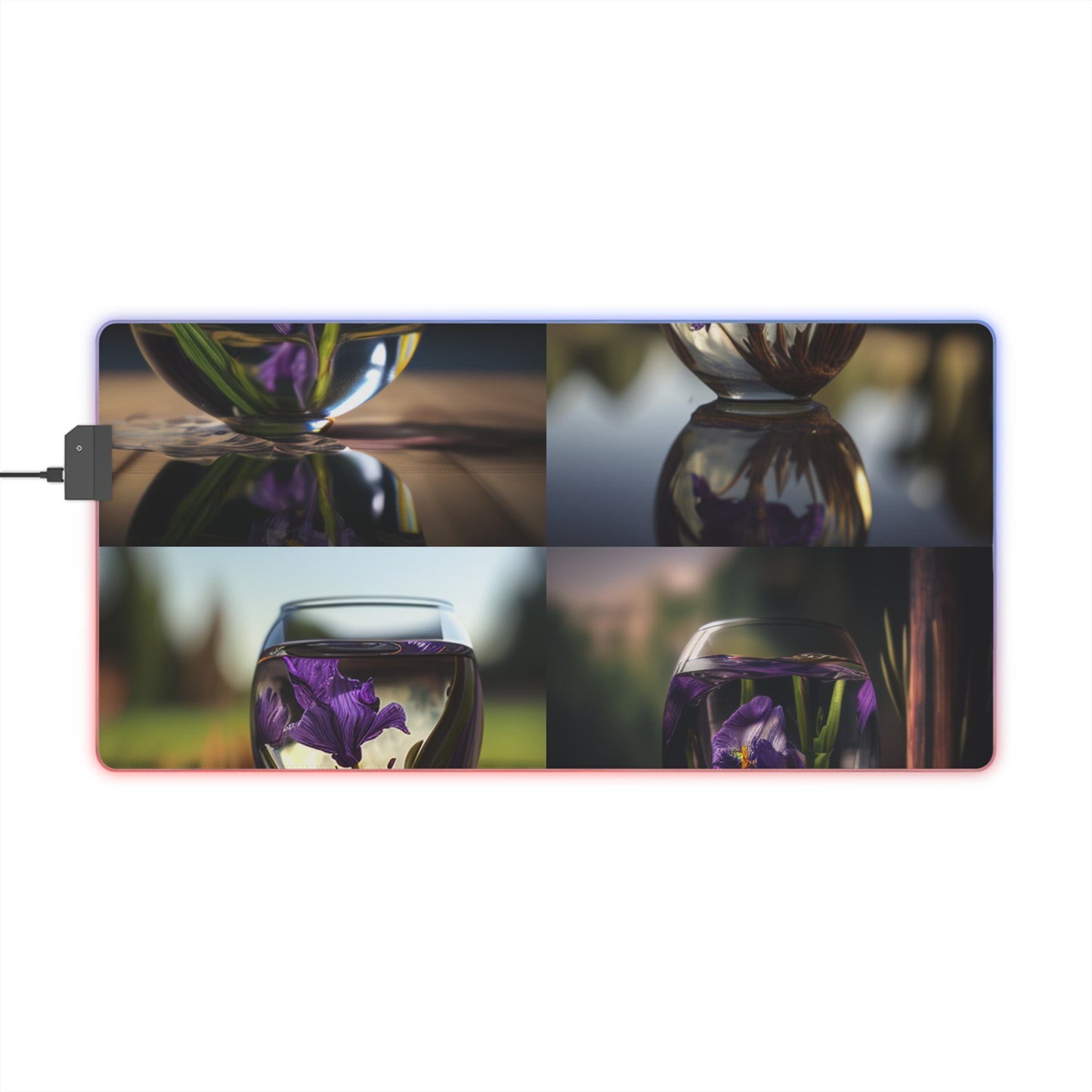 LED Gaming Mouse Pad Purple Iris in a vase 5