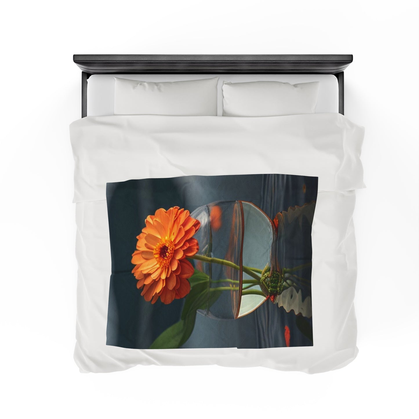 Velveteen Plush Blanket Orange Zinnia 2