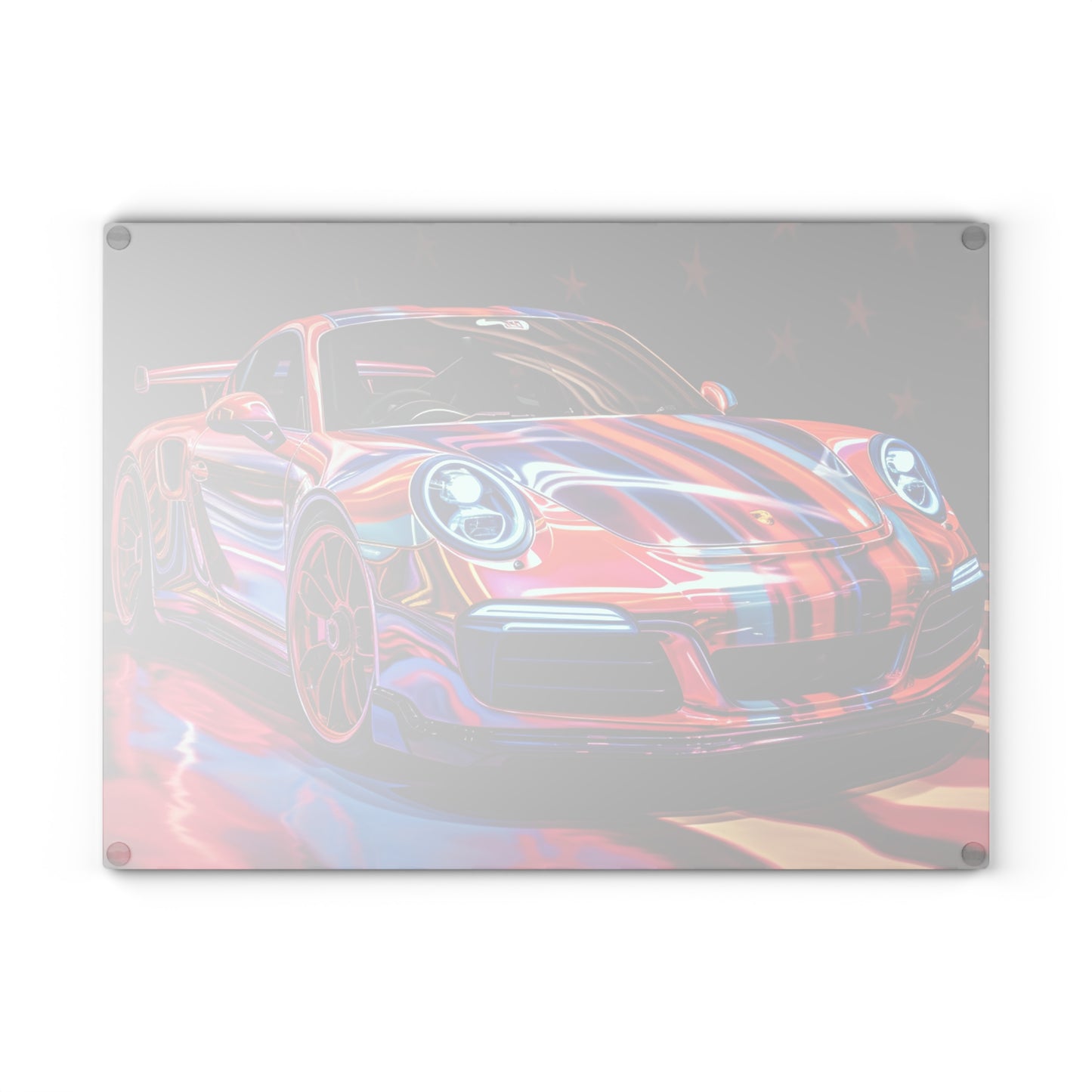 Glass Cutting Board Macro American Flag Porsche 4