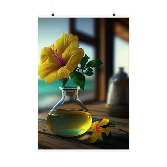 Premium Matte Vertical Posters Yellow Hibiscus Wood 1