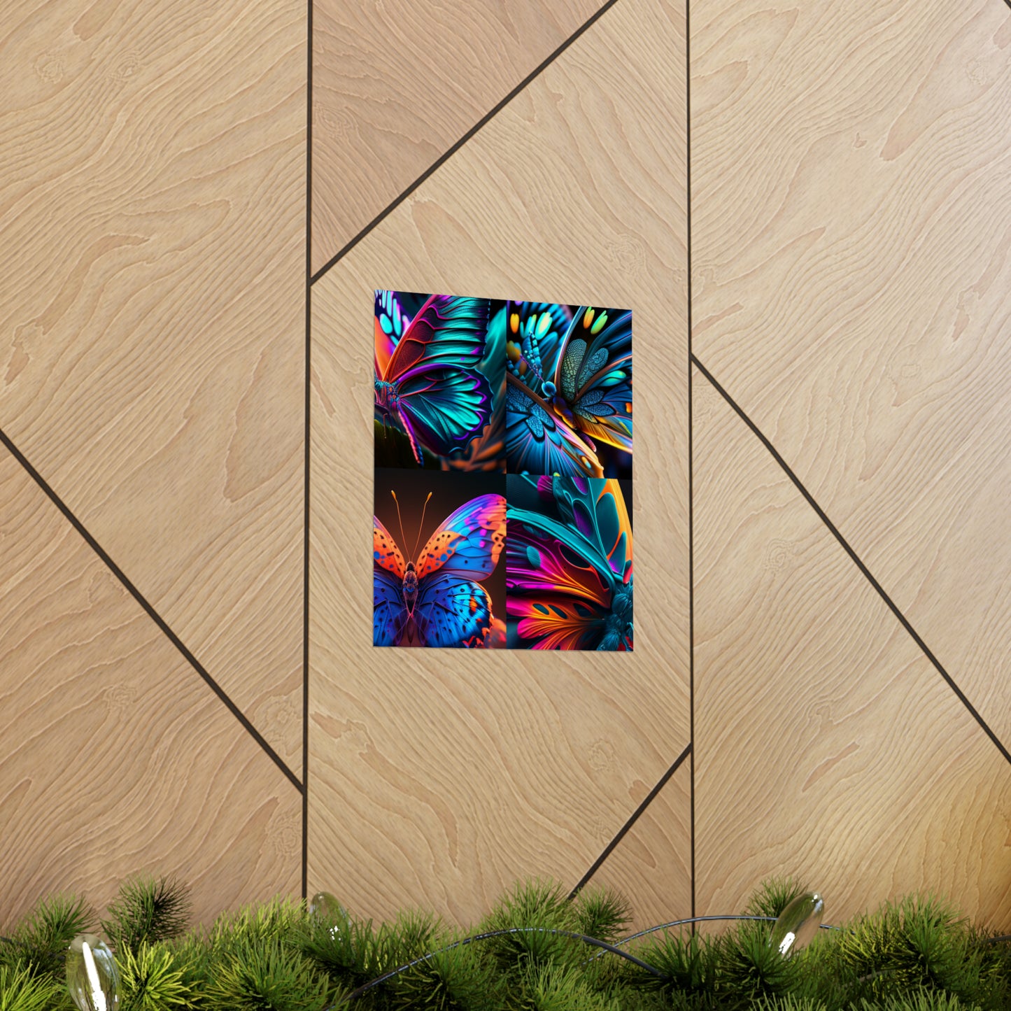 Premium Matte Vertical Posters Neon Butterfly Macro 5