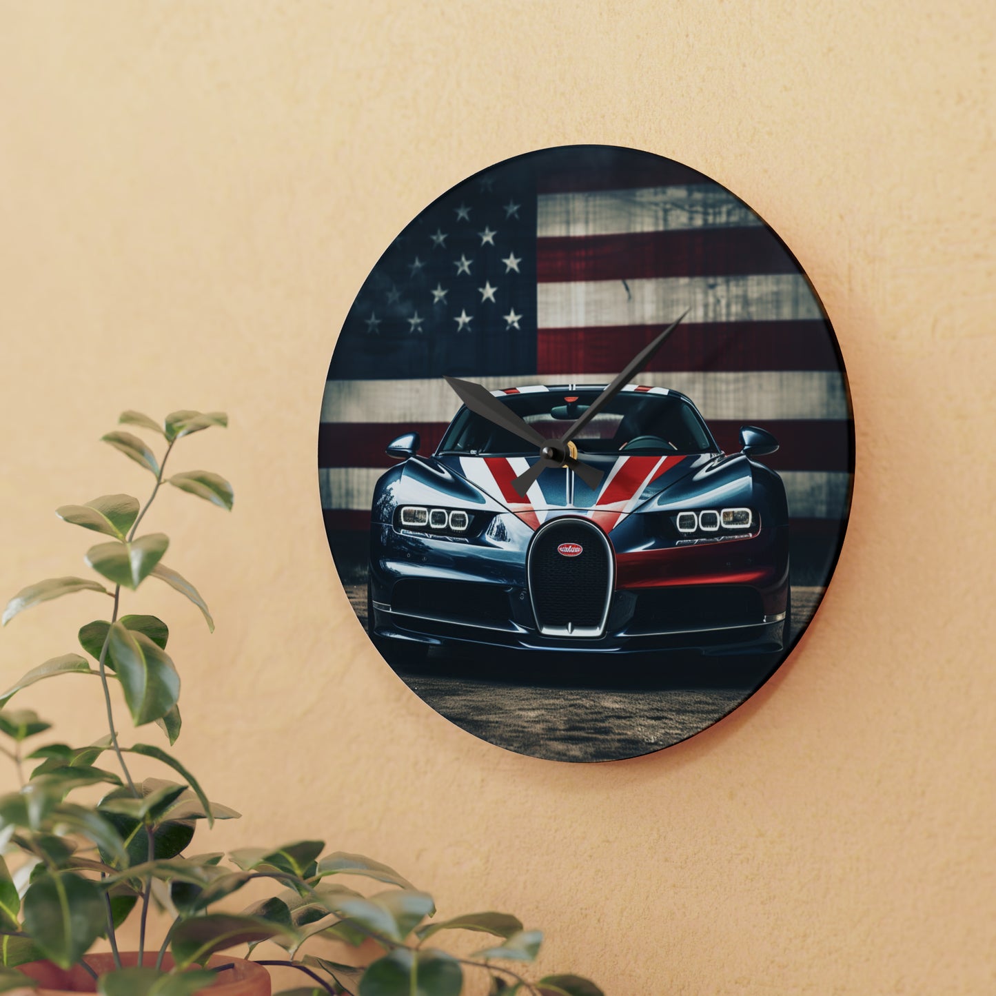 Acrylic Wall Clock Bugatti Flag 2