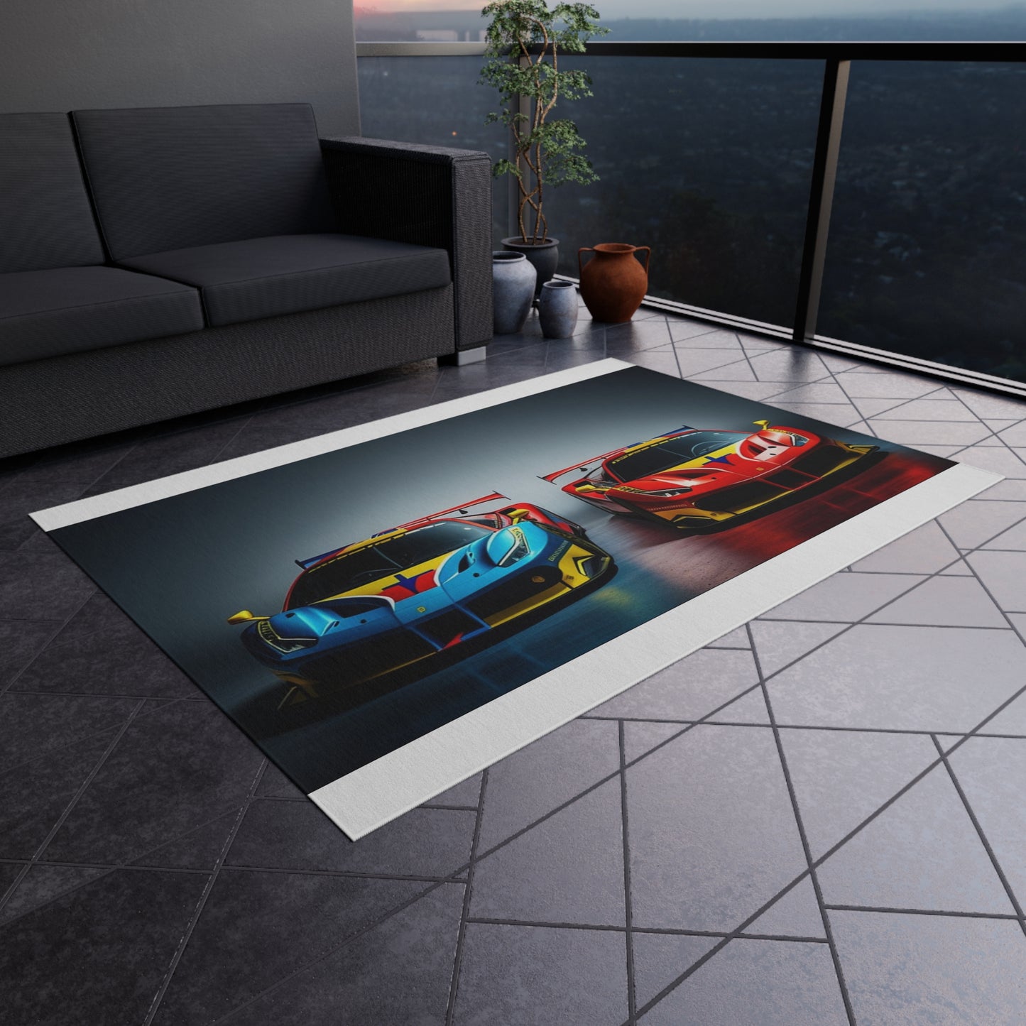 Outdoor Rug  Ferrari Red Blue 2