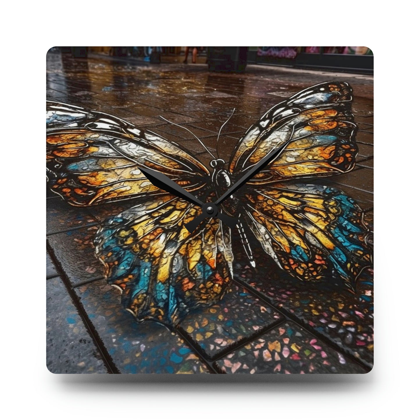 Acrylic Wall Clock Water Butterfly Street 1