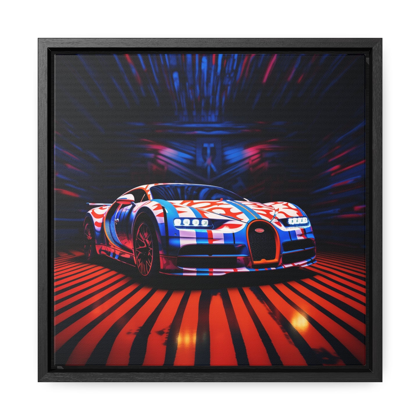 Gallery Canvas Wraps, Square Frame Macro Bugatti American Flag 1