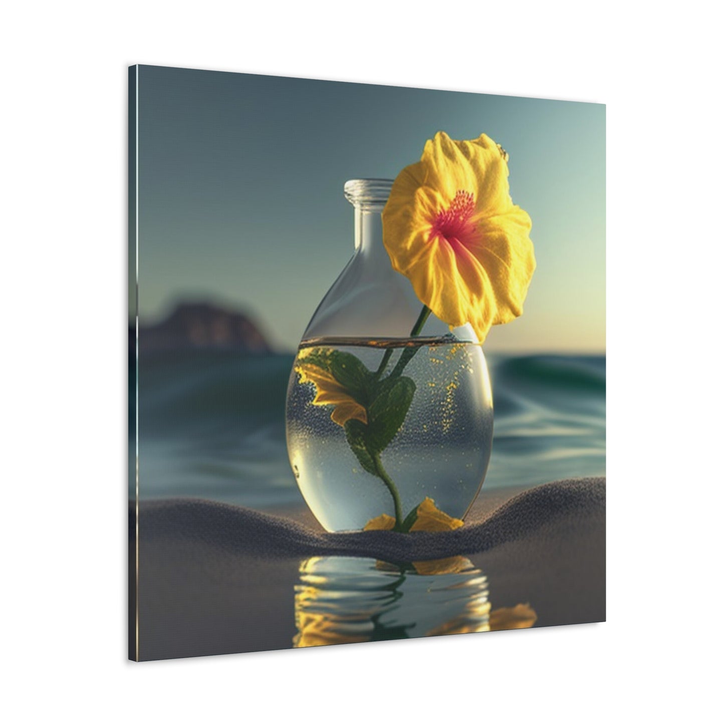 Canvas Gallery Wraps Yellow Hibiscus glass 2