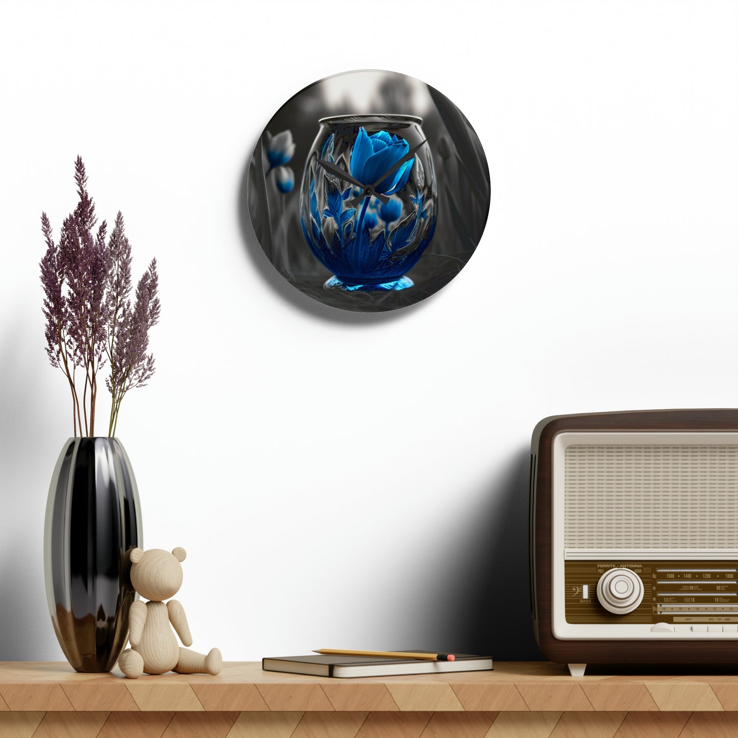 Acrylic Wall Clock Tulip Blue 2