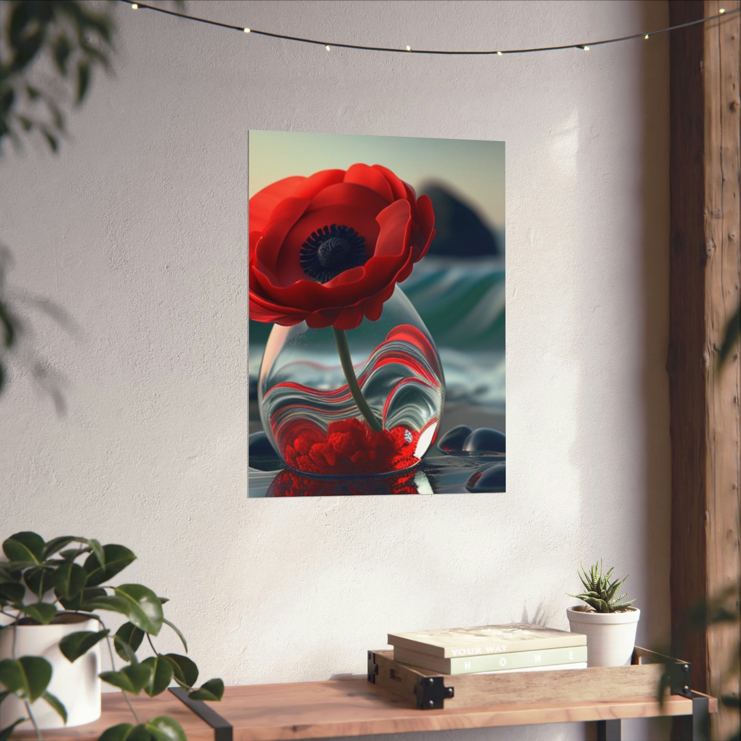 Premium Matte Vertical Posters Red Anemone in a Vase 1