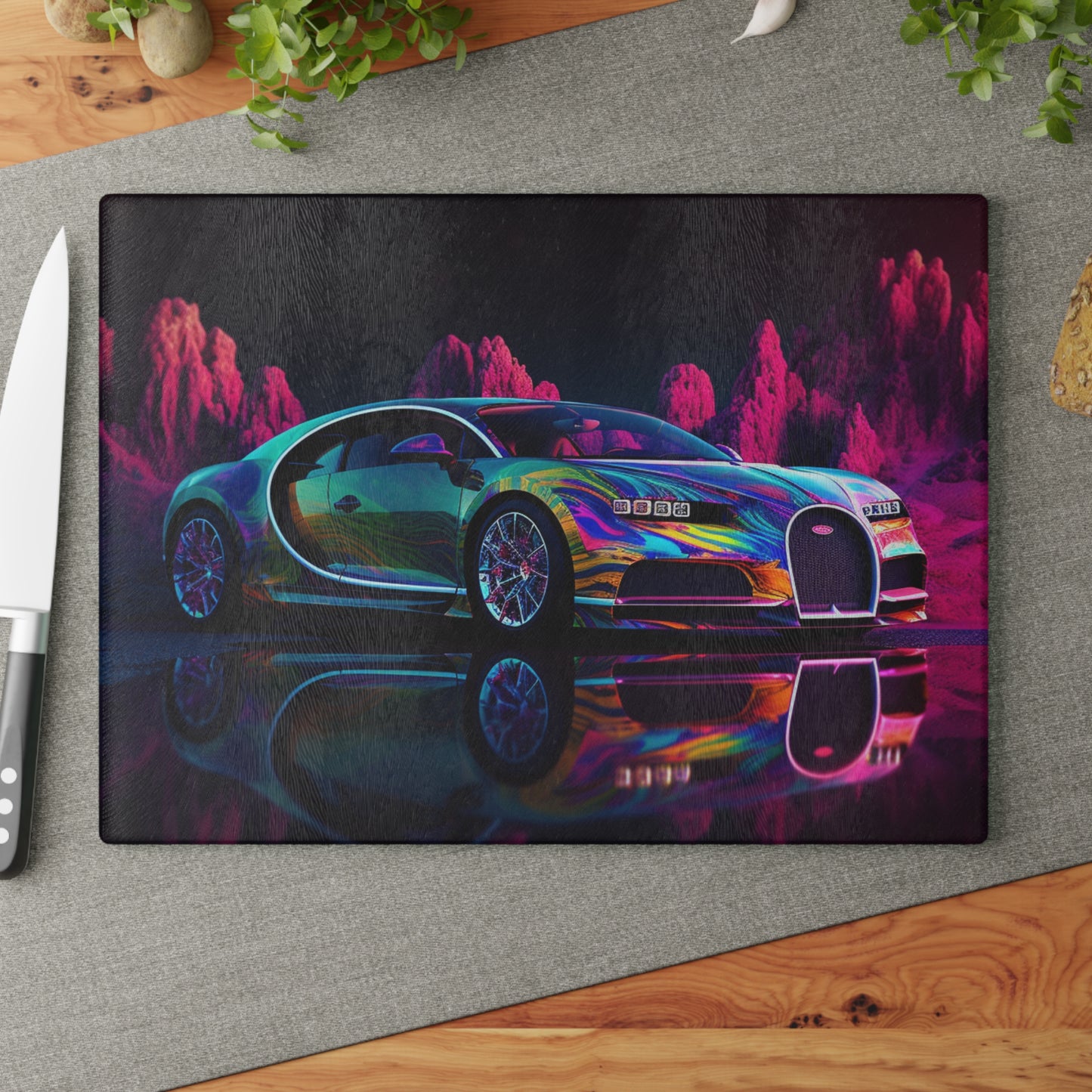 Glass Cutting Board Florescent Bugatti Flair 2