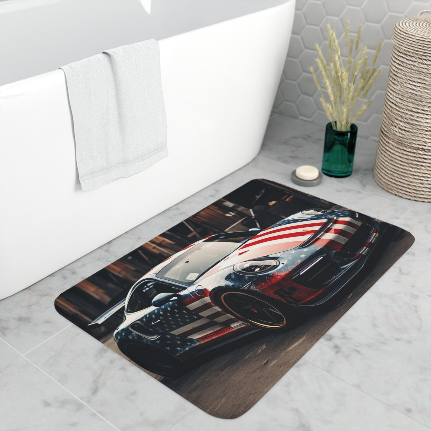 Memory Foam Bath Mat American Flag Porsche 3