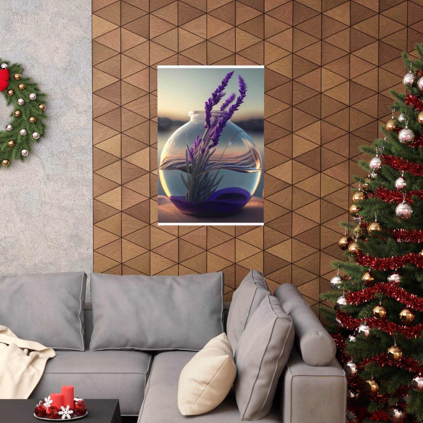 Premium Matte Vertical Posters Lavender in a vase 3