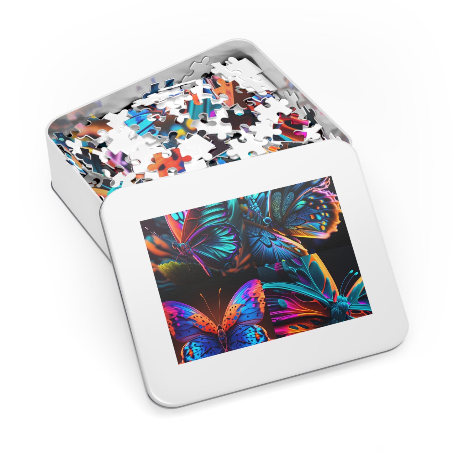 Jigsaw Puzzle (30, 110, 252, 500,1000-Piece) Neon Butterfly Macro 5