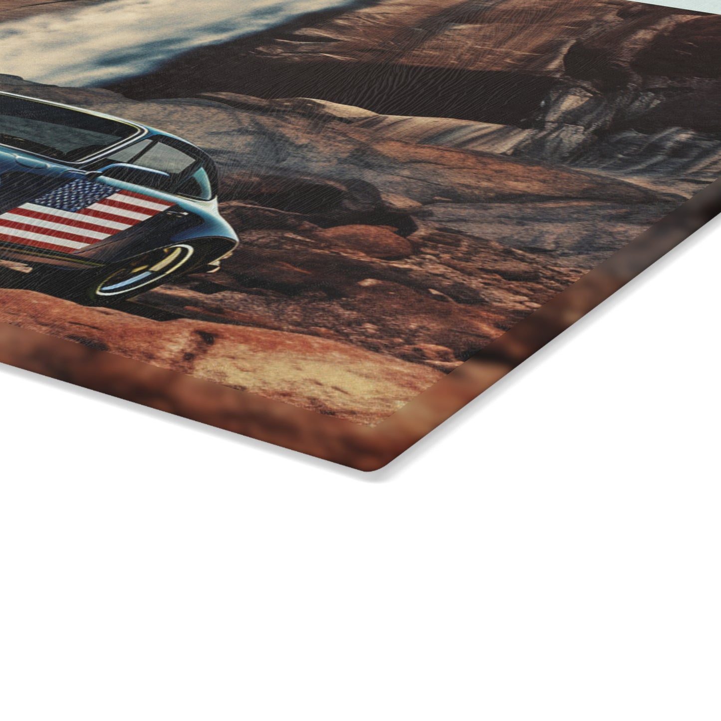 Glass Cutting Board American Flag Porsche Abstract 2