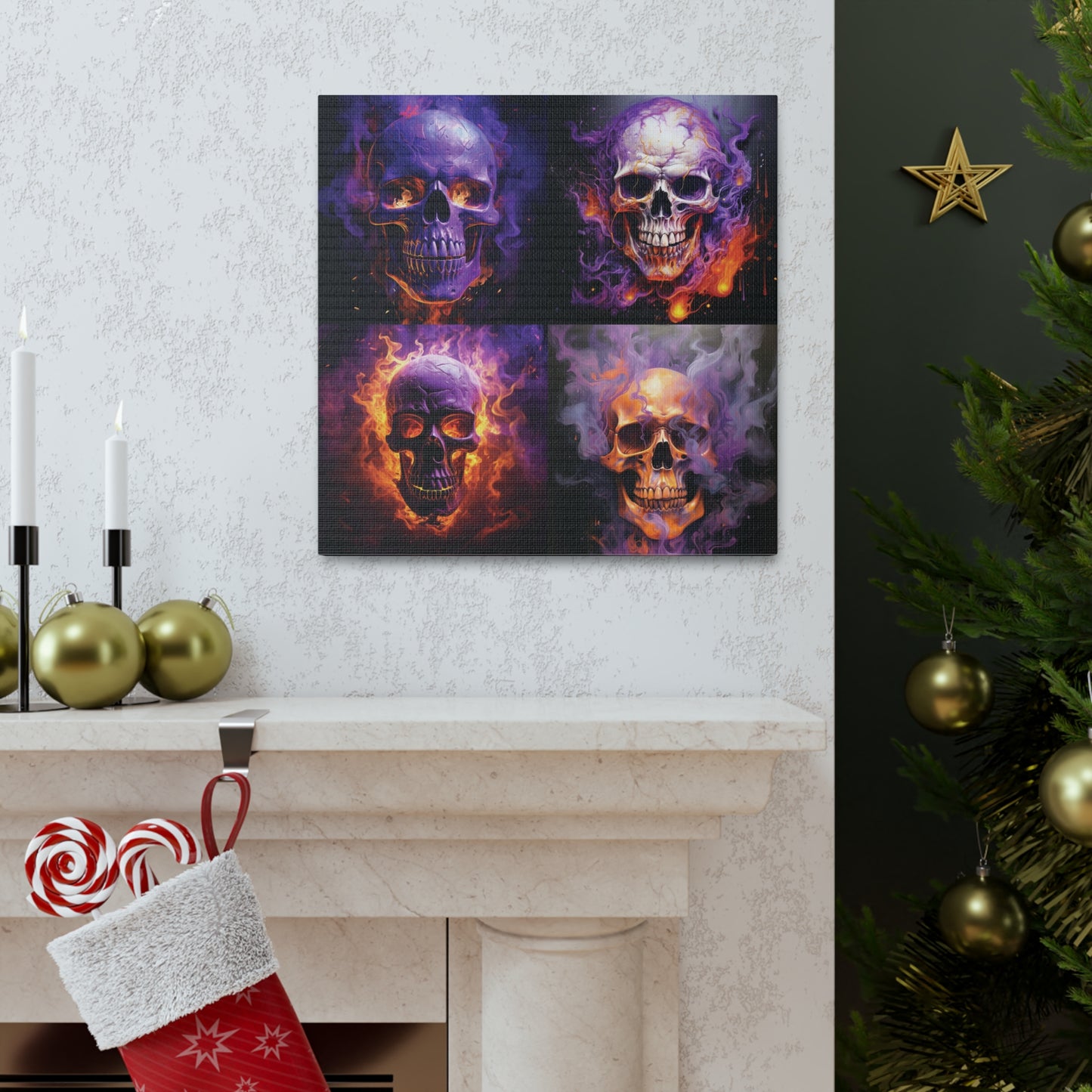 Canvas Gallery Wraps Skull Flames 5