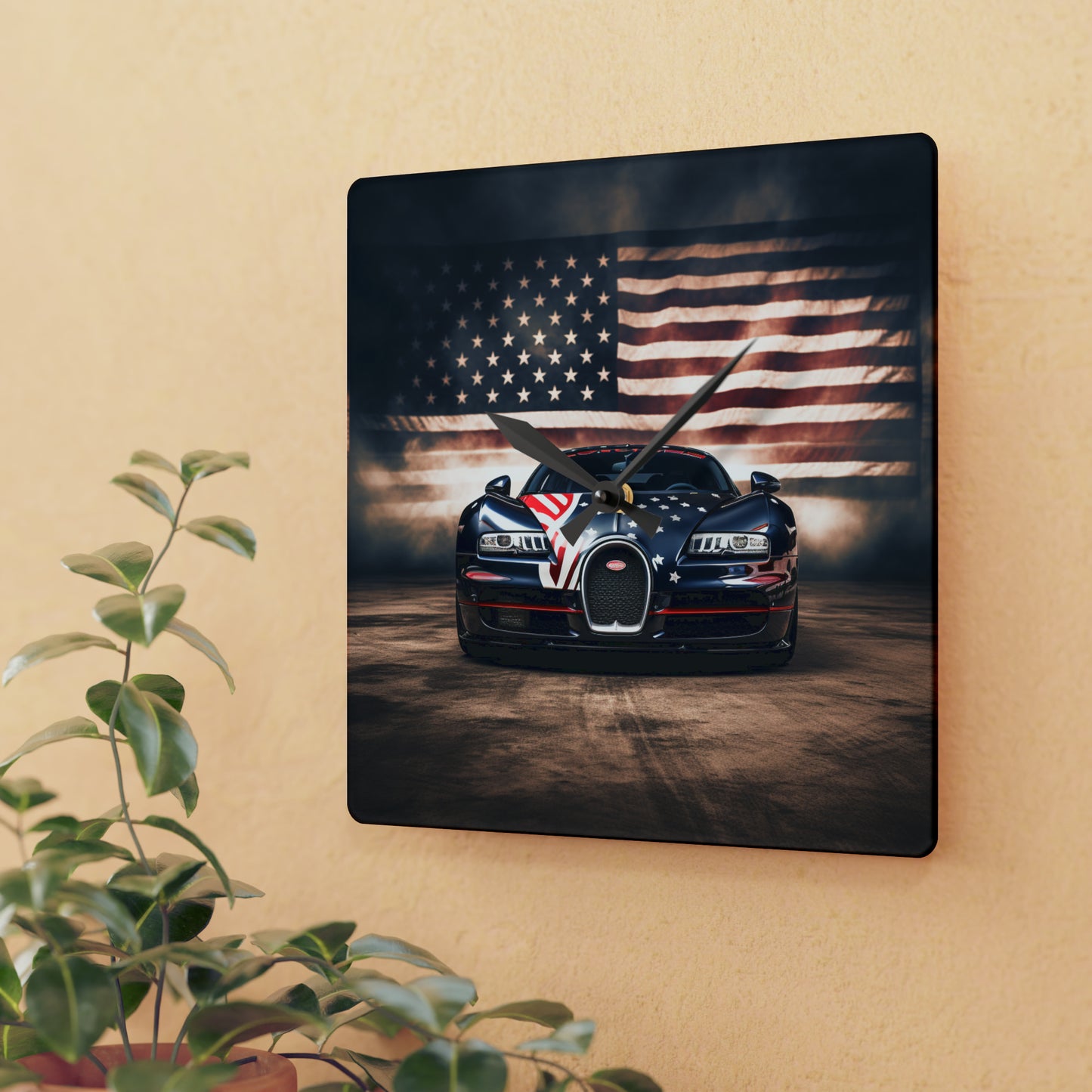 Acrylic Wall Clock Bugatti American Flag 2