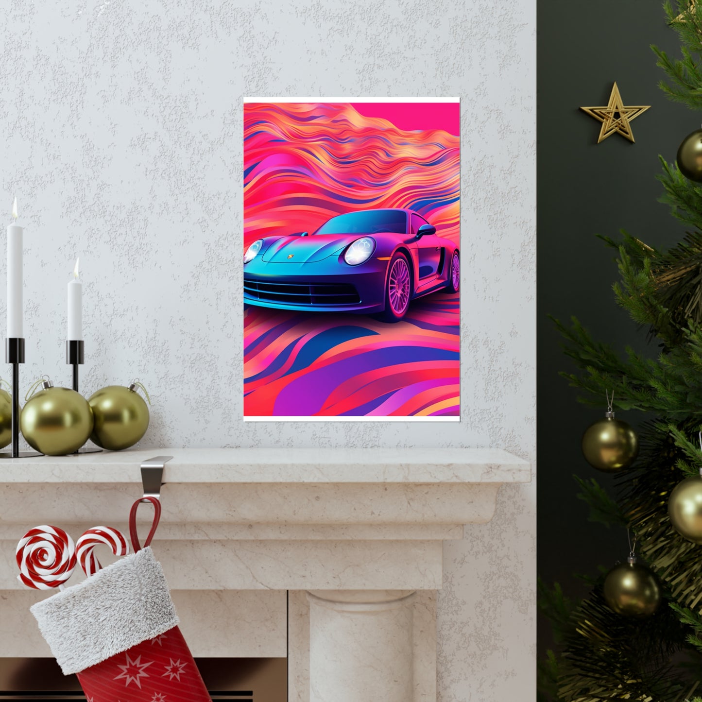 Premium Matte Vertical Posters Porsche Water Fusion 3