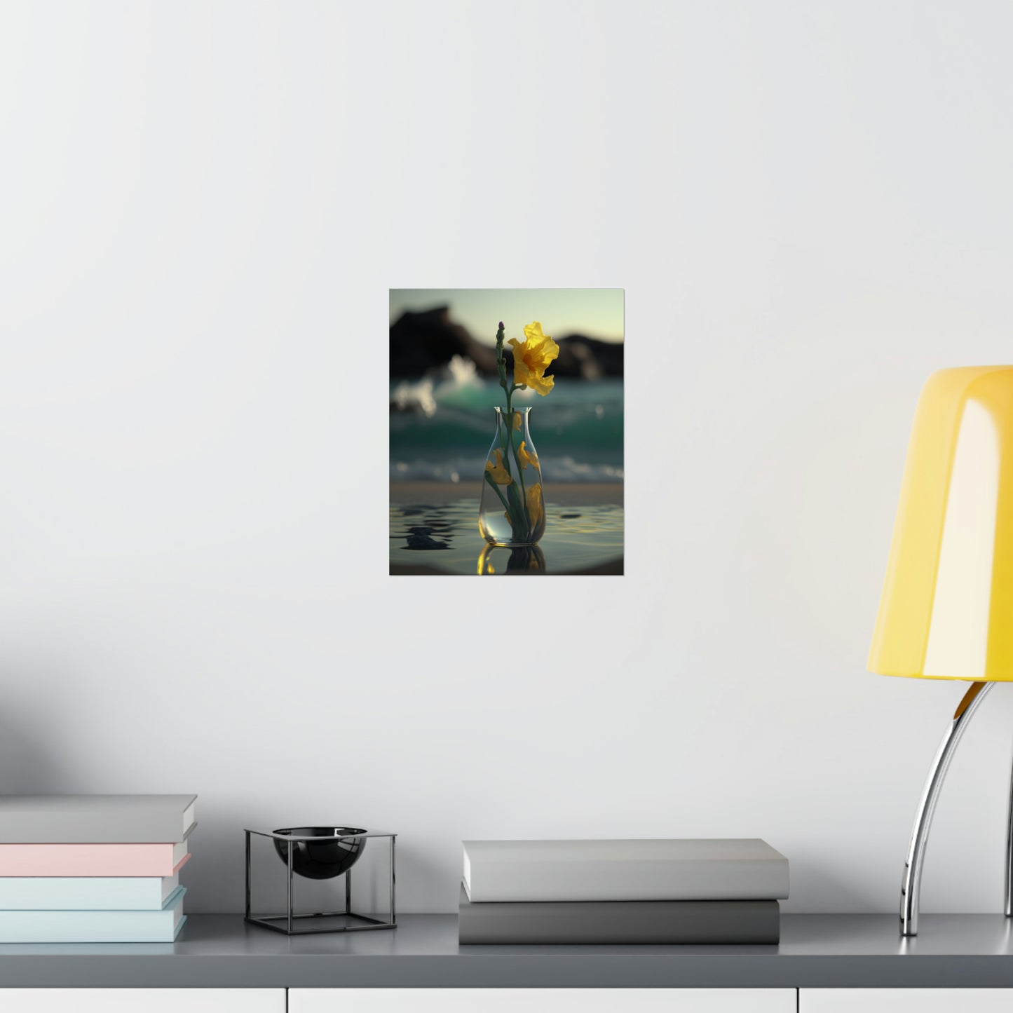 Premium Matte Vertical Posters Yellow Gladiolus glass 2