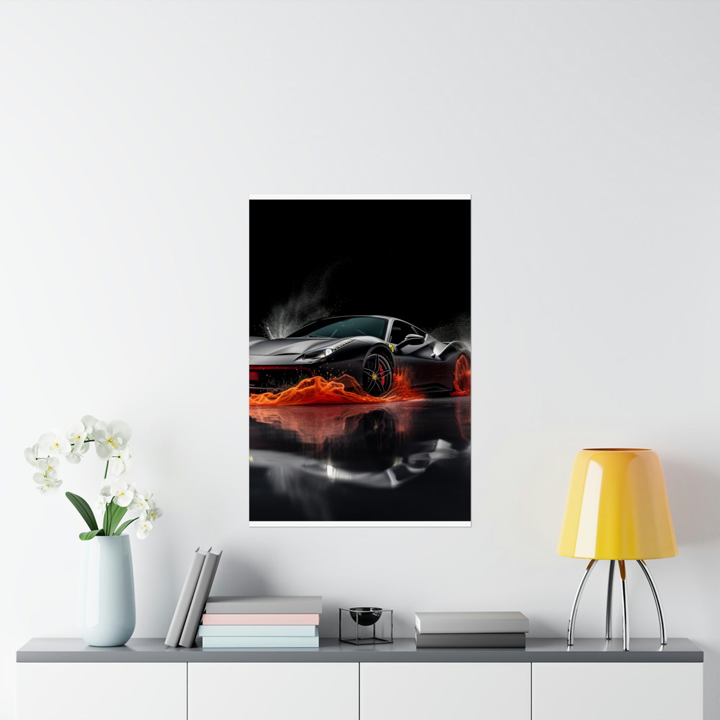 Premium Matte Vertical Posters Ferrari Water Splash 3