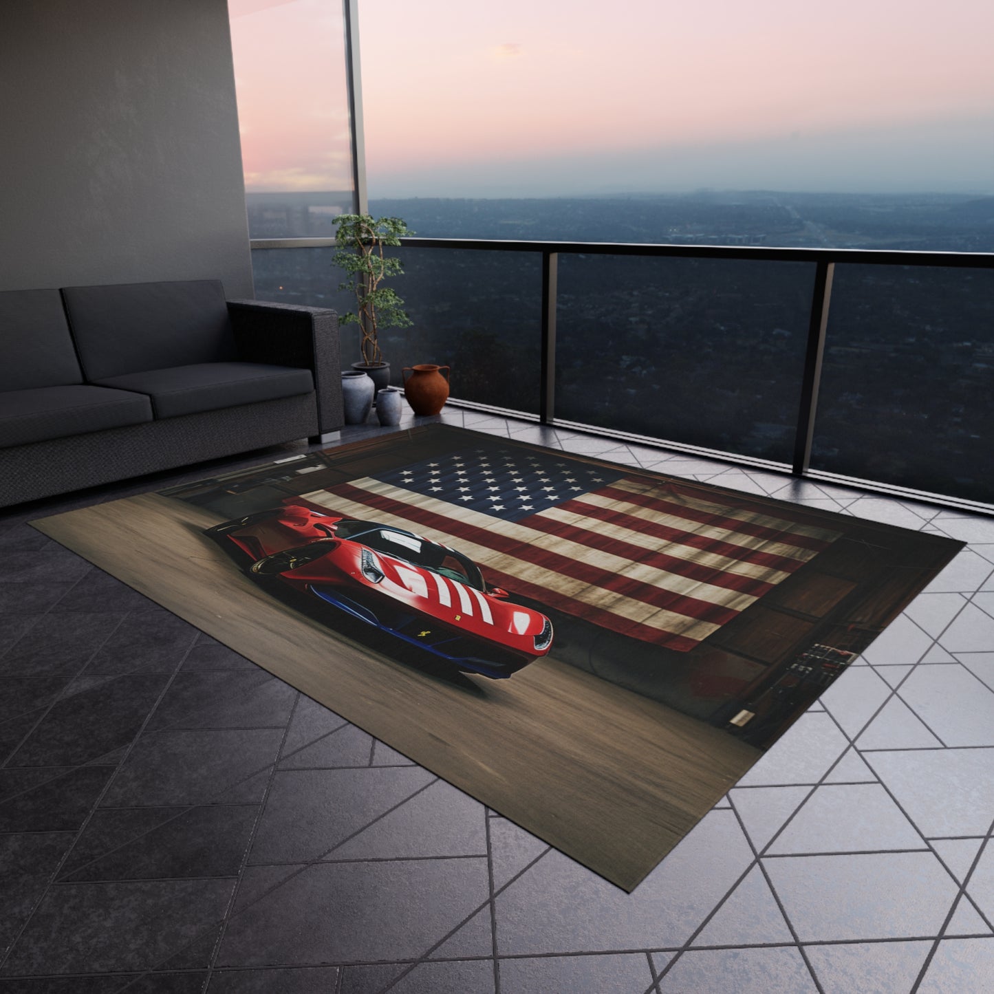 Outdoor Rug  American Flag Farrari 4