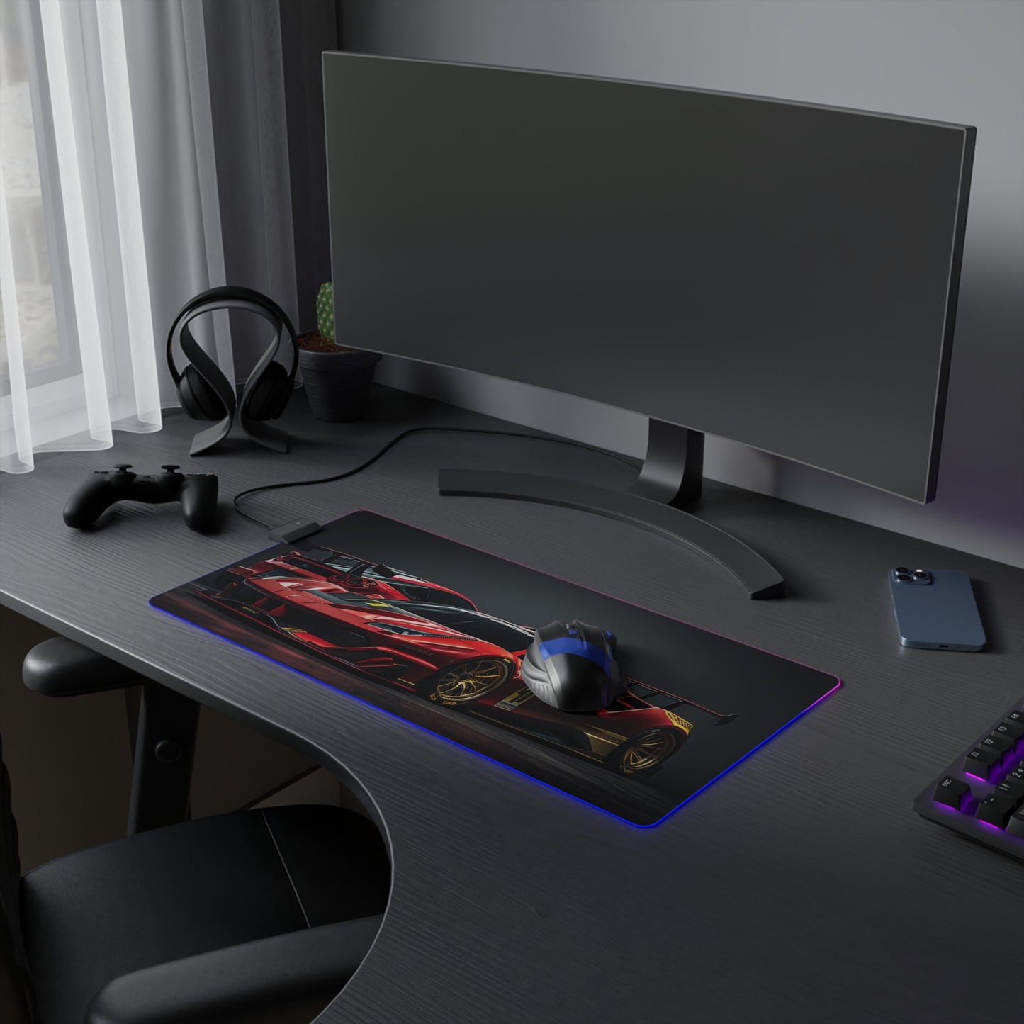 LED Gaming Mouse Pad Ferrari Red 3