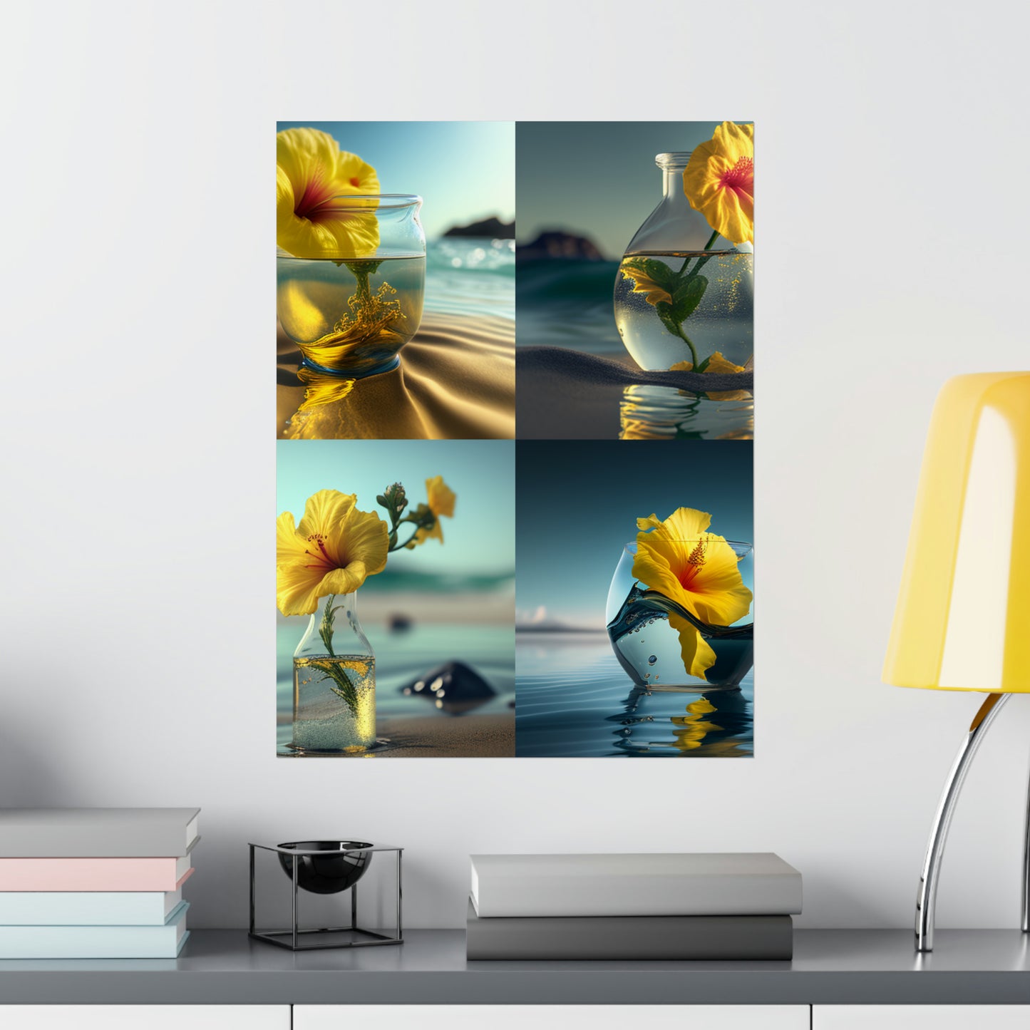 Premium Matte Vertical Posters Yellow Hibiscus glass 5